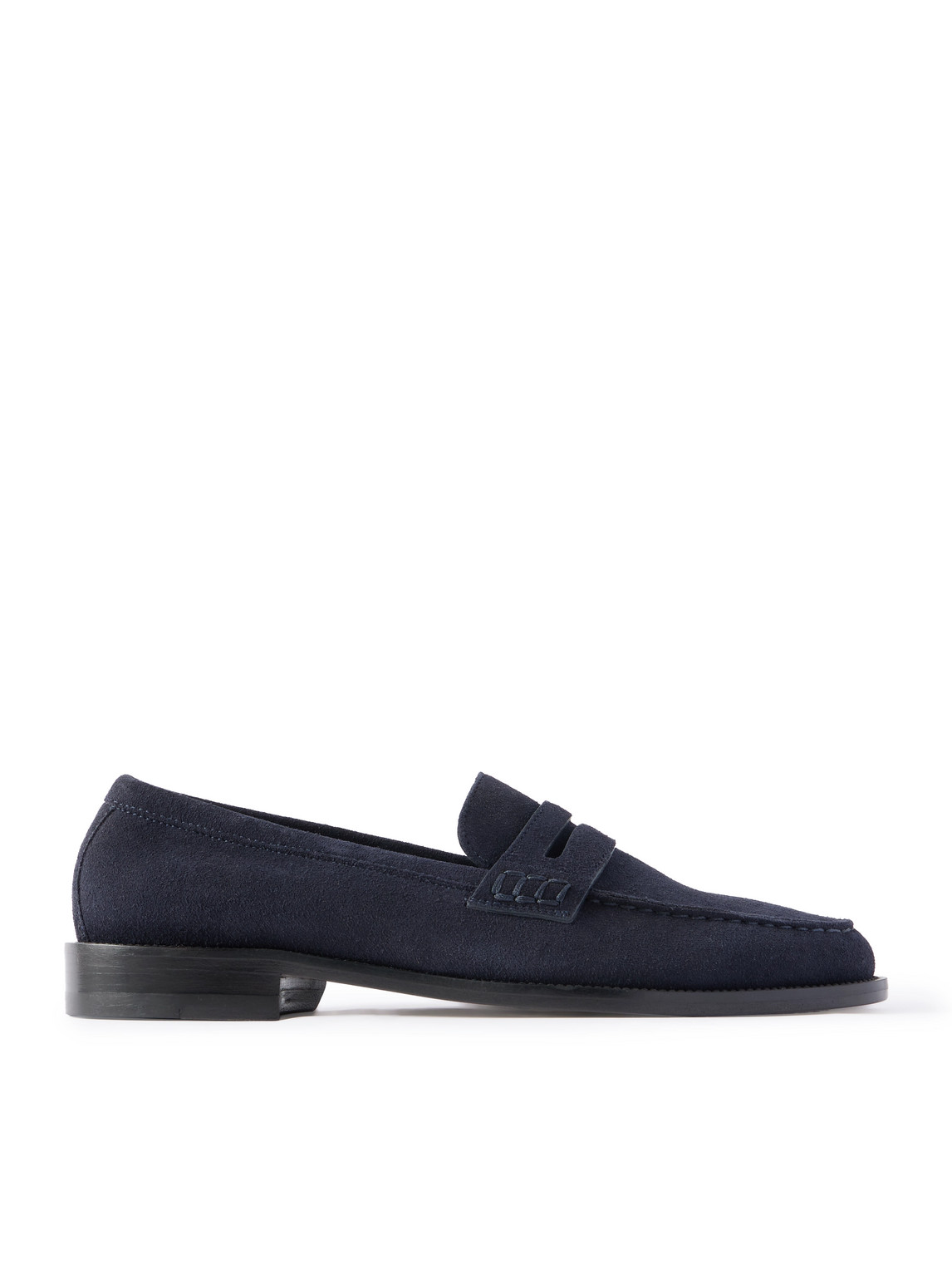 Manolo Blahnik Perry Suede Penny Loafers In Blue