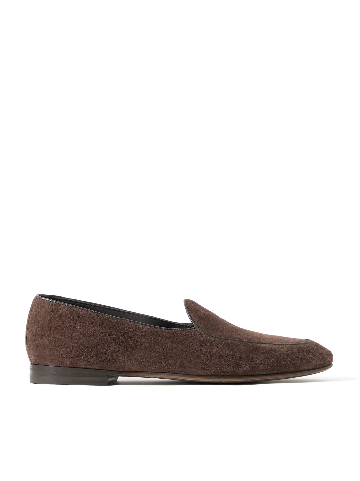 Manolo Blahnik Modena Leather-trimmed Suede Loafers In Brown