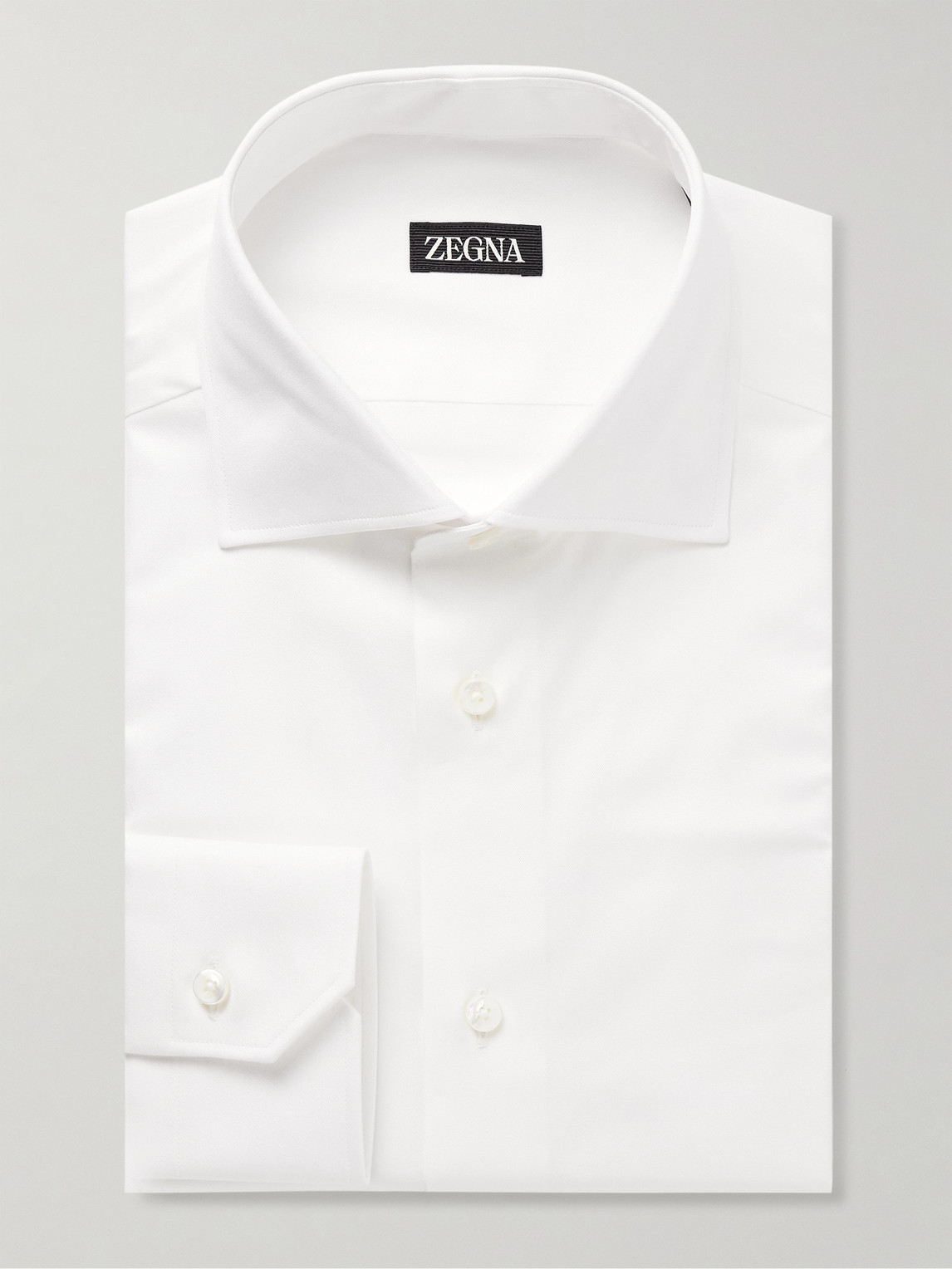 Zegna Cutaway-Collar Cotton-Twill Shirt - Men