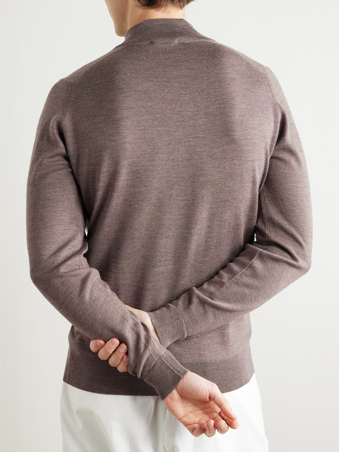 John Smedley Tapton Slim-fit Merino Wool Half-zip Sweater In Neutrals