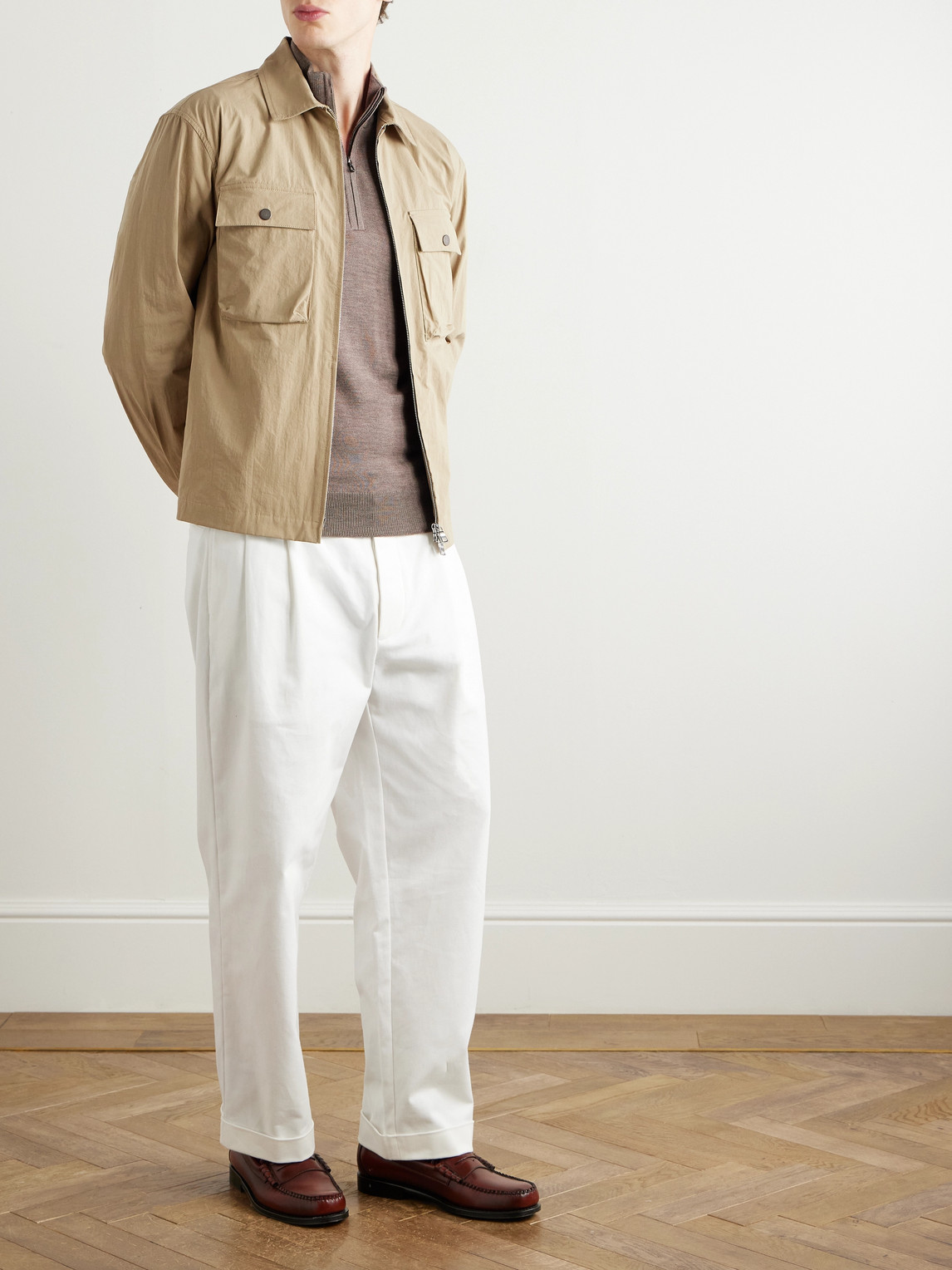 John Smedley Tapton Slim-fit Merino Wool Half-zip Sweater In Neutrals