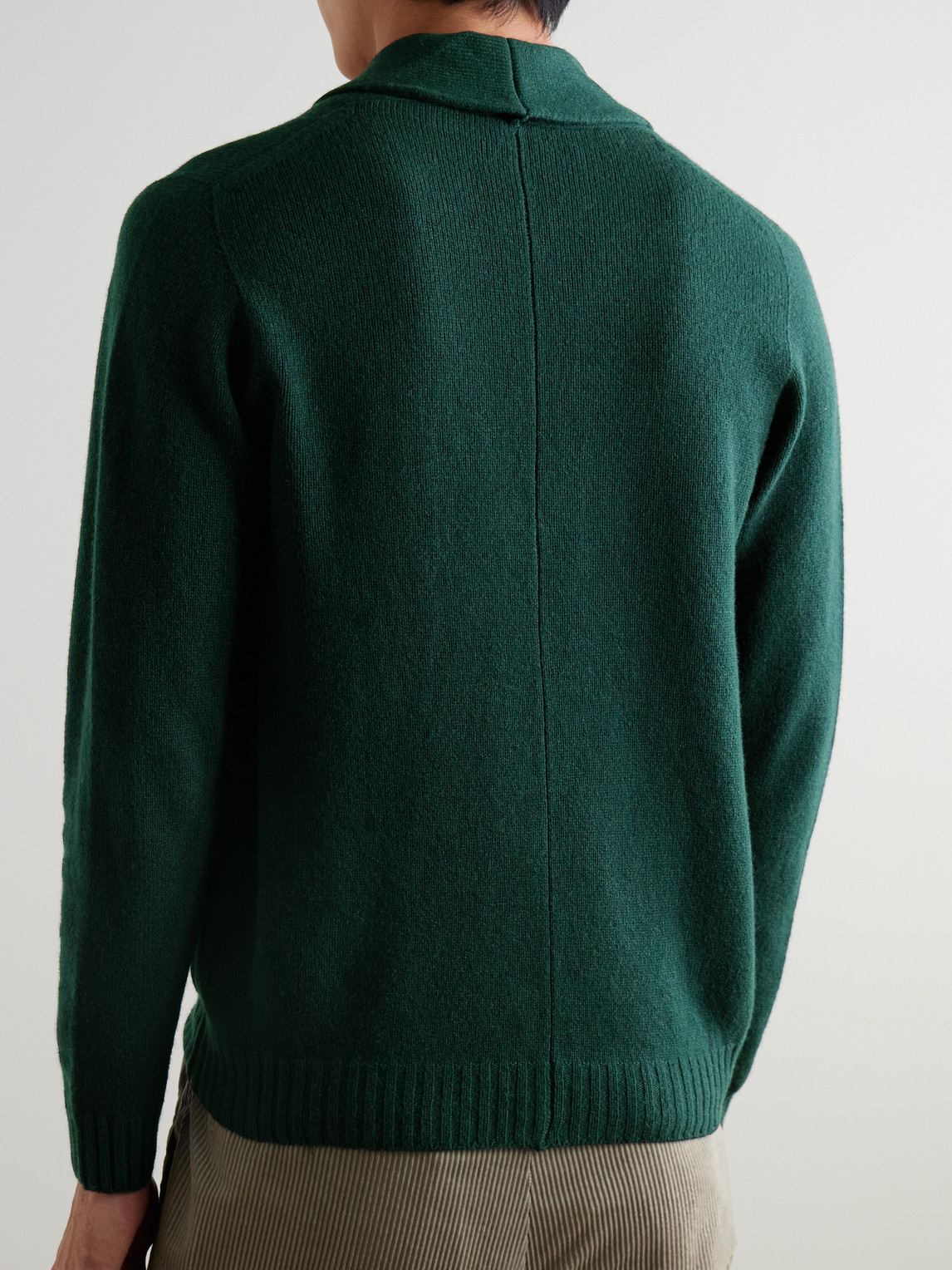 John Smedley Rockford Shawl-collar Recycled-cashmere And Merino Wool-blend Cardigan In Green