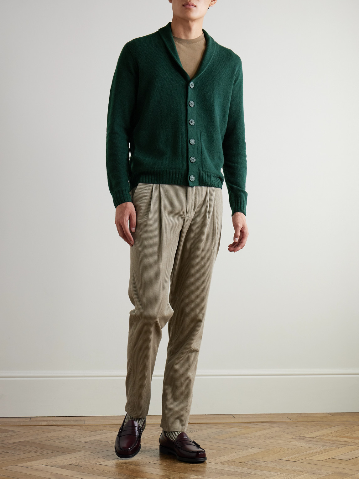 John Smedley Rockford Shawl-collar Recycled-cashmere And Merino Wool-blend Cardigan In Green
