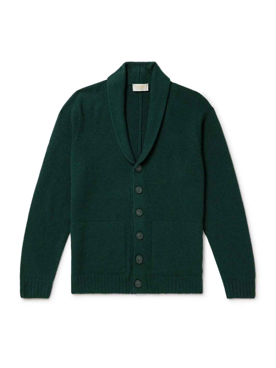 John Smedley Rockford Shawl-collar Recycled-cashmere And Merino Wool-blend Cardigan In Green