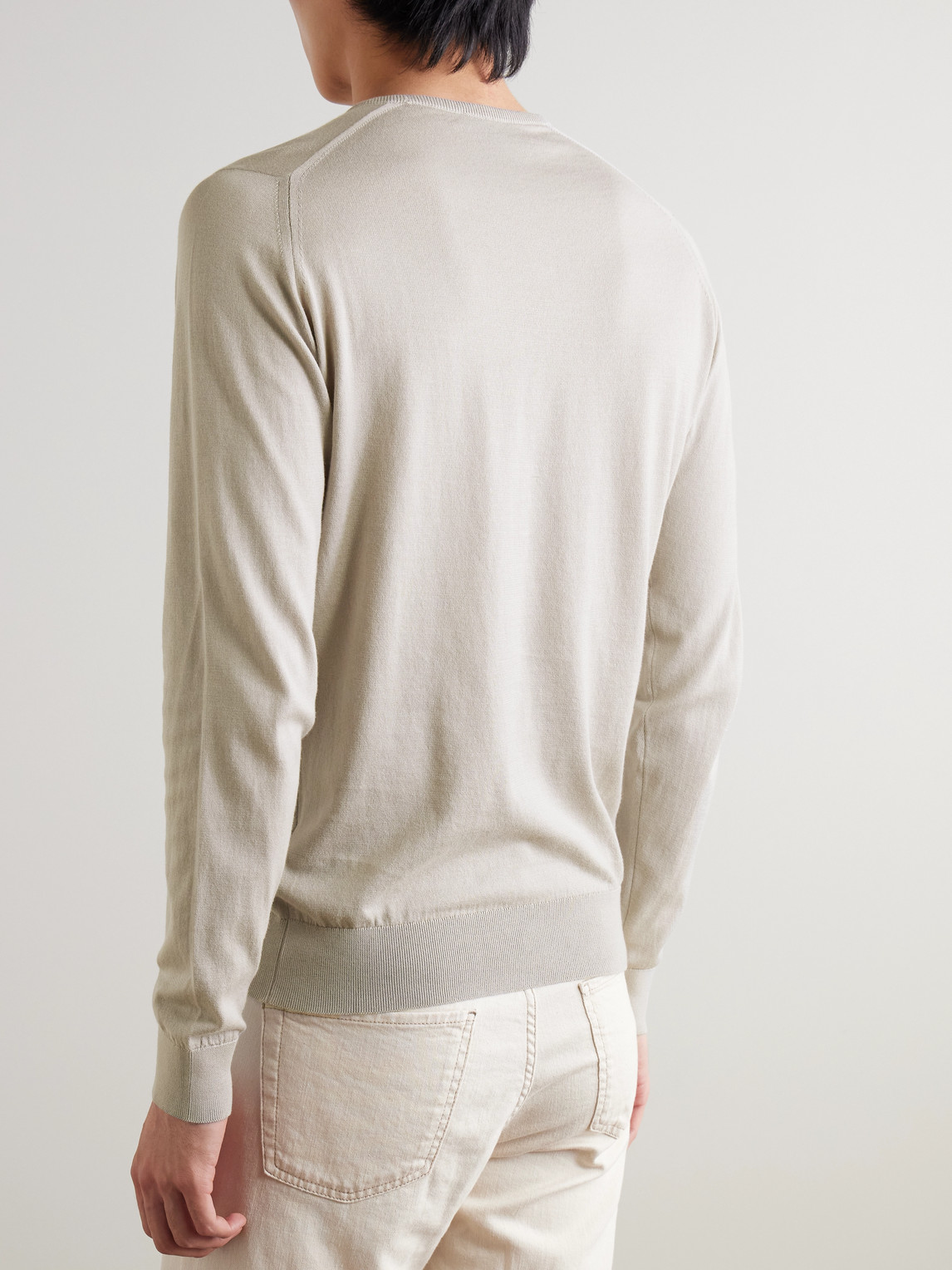 Tシャツ・カットソー JOHN SMEDLEY Men Sweater HATFIELD WHITE John Smedley - Hatfield Slim-Fit Sea Island Cotton Sweater
