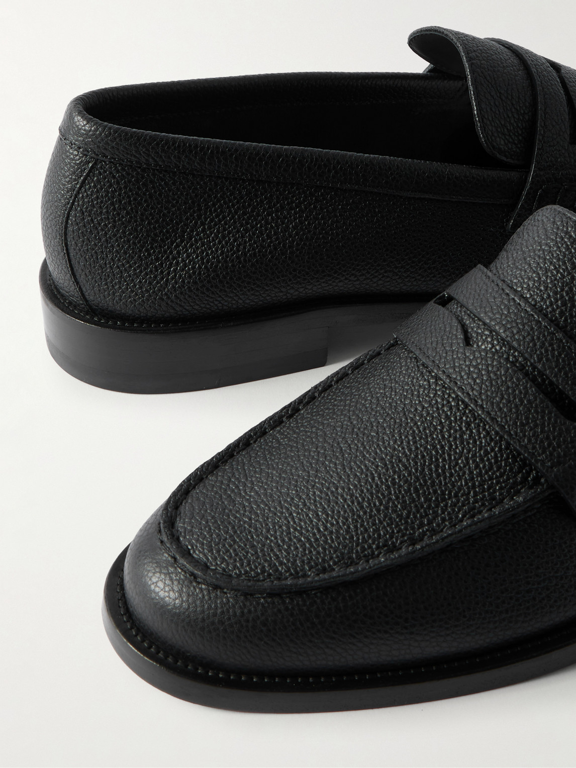 Manolo Blahnik Perry Full-grain Leather Penny Loafers
