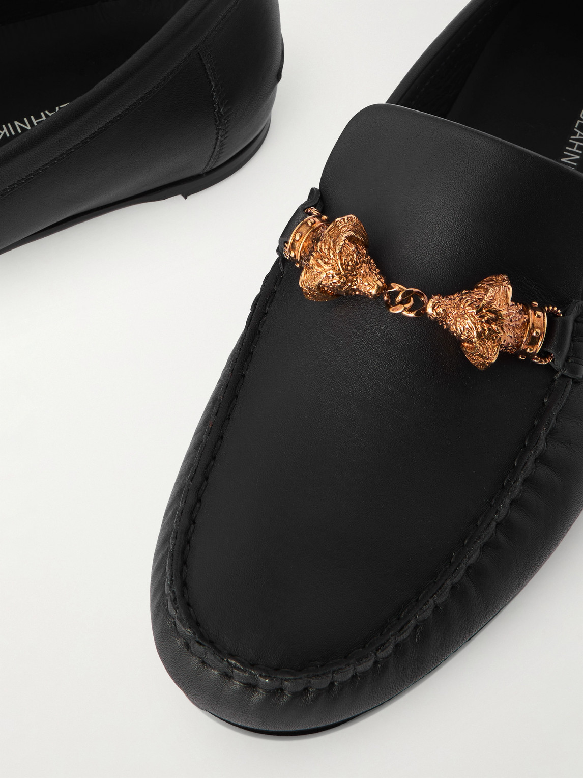 Manolo Blahnik Apollonio Embellished Leather Driving Shoes
