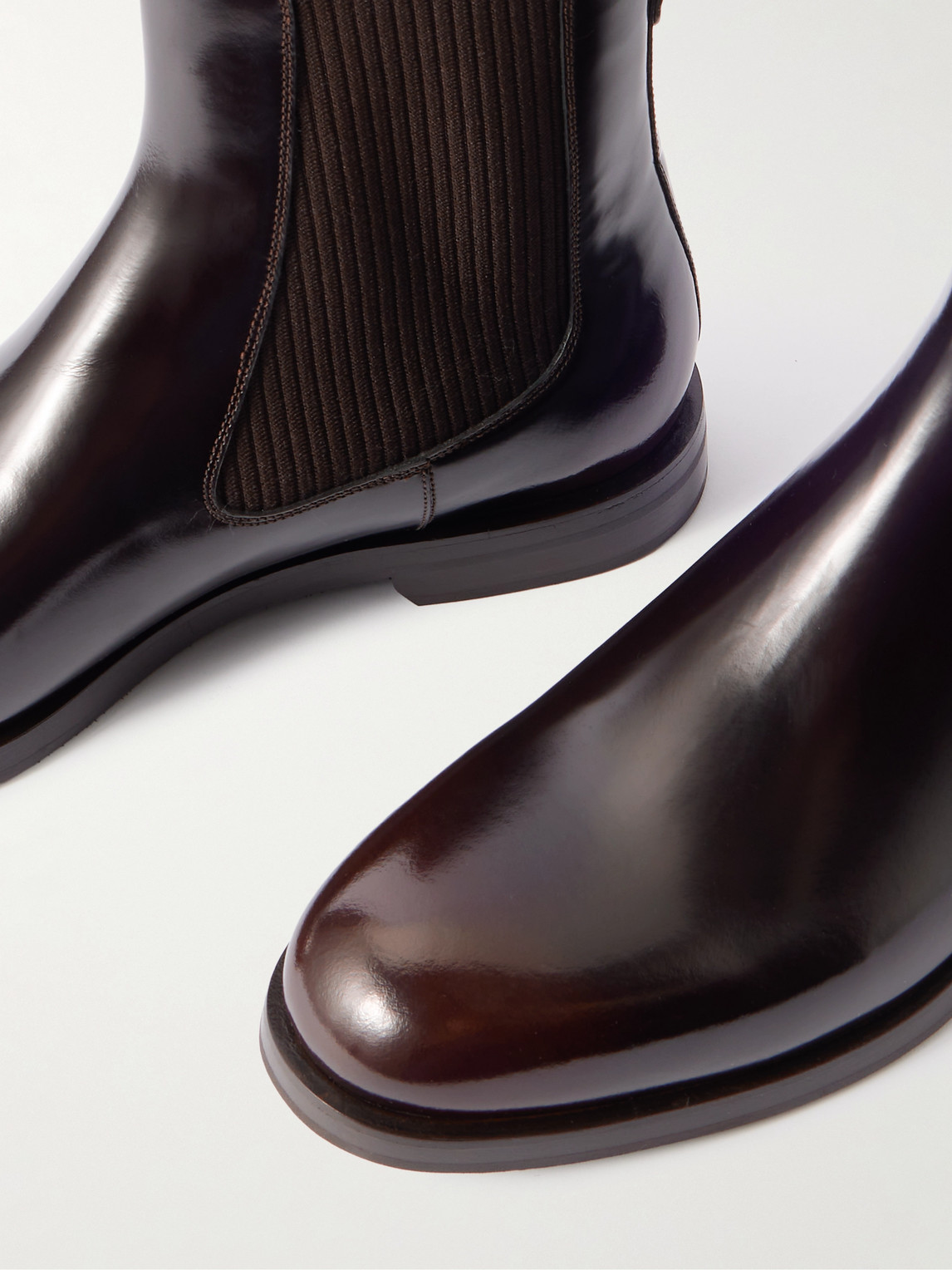 Manolo Blahnik Sempione Manny Polished-leather Chelsea Boots In Burgundy