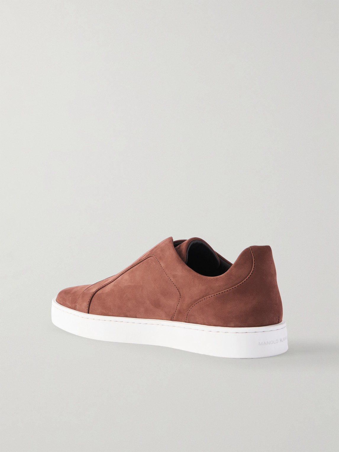 Manolo Blahnik Agilio Nubuck Slip-on Sneakers In Brown
