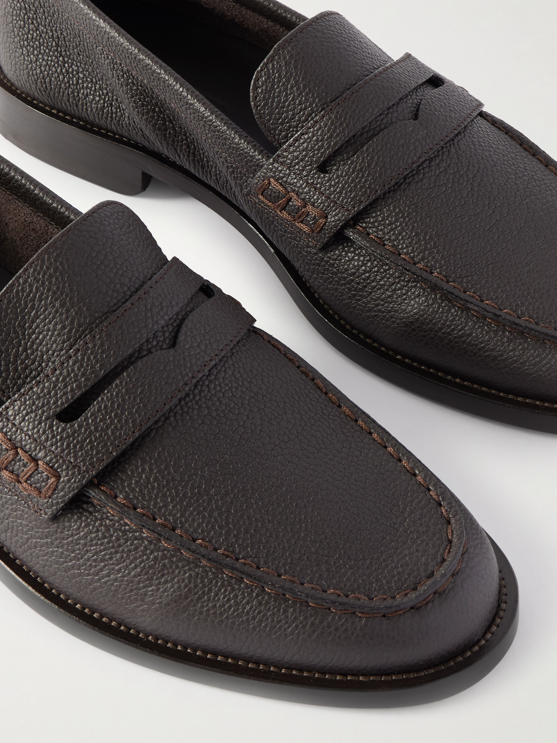Manolo Blahnik Perry Full-grain Leather Penny Loafers