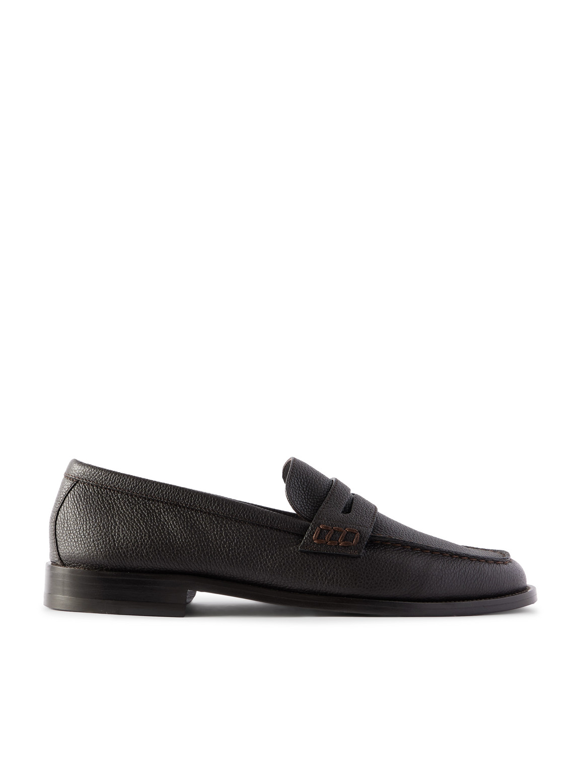 Manolo Blahnik Perry Full-grain Leather Penny Loafers In Brown