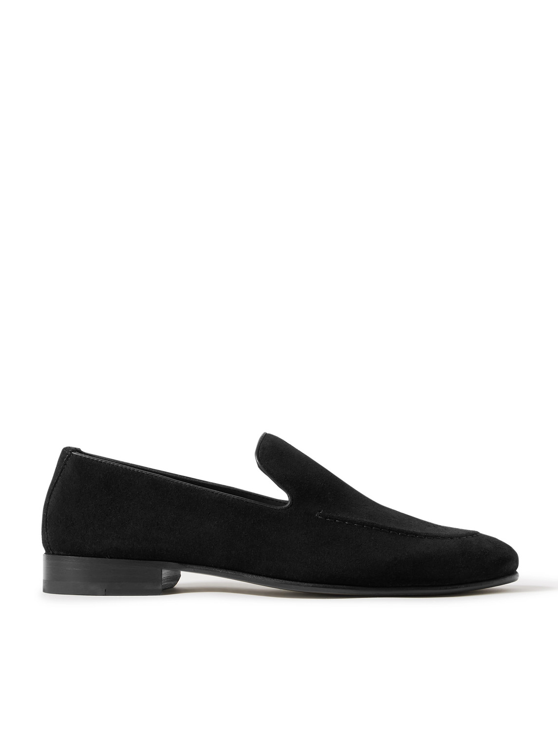 Manolo Blahnik Truro Leather-trimmed Suede Loafers In Black