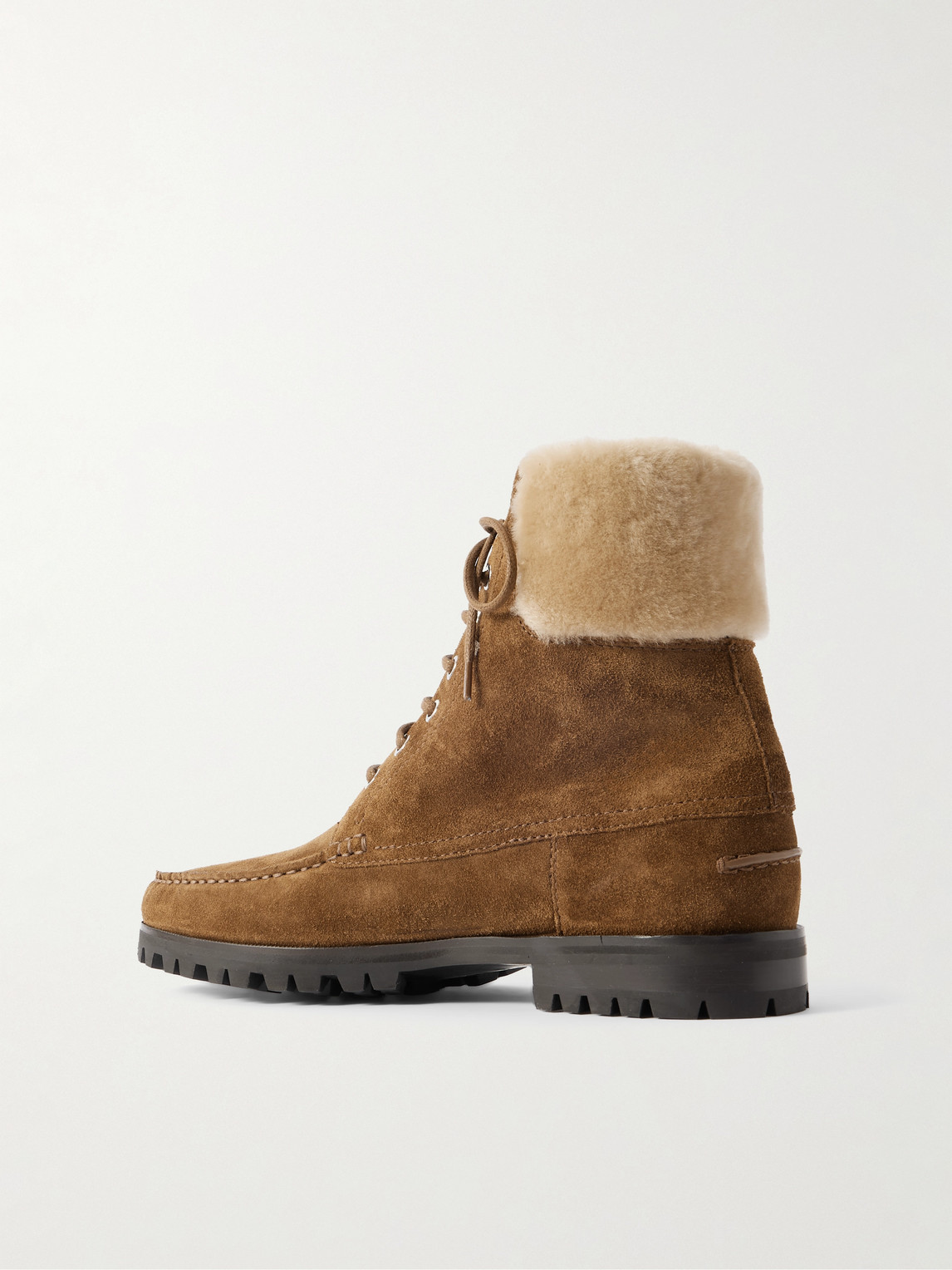 Manolo Blahnik Sycamore Shearling-trimmed Suede Boots In Brown
