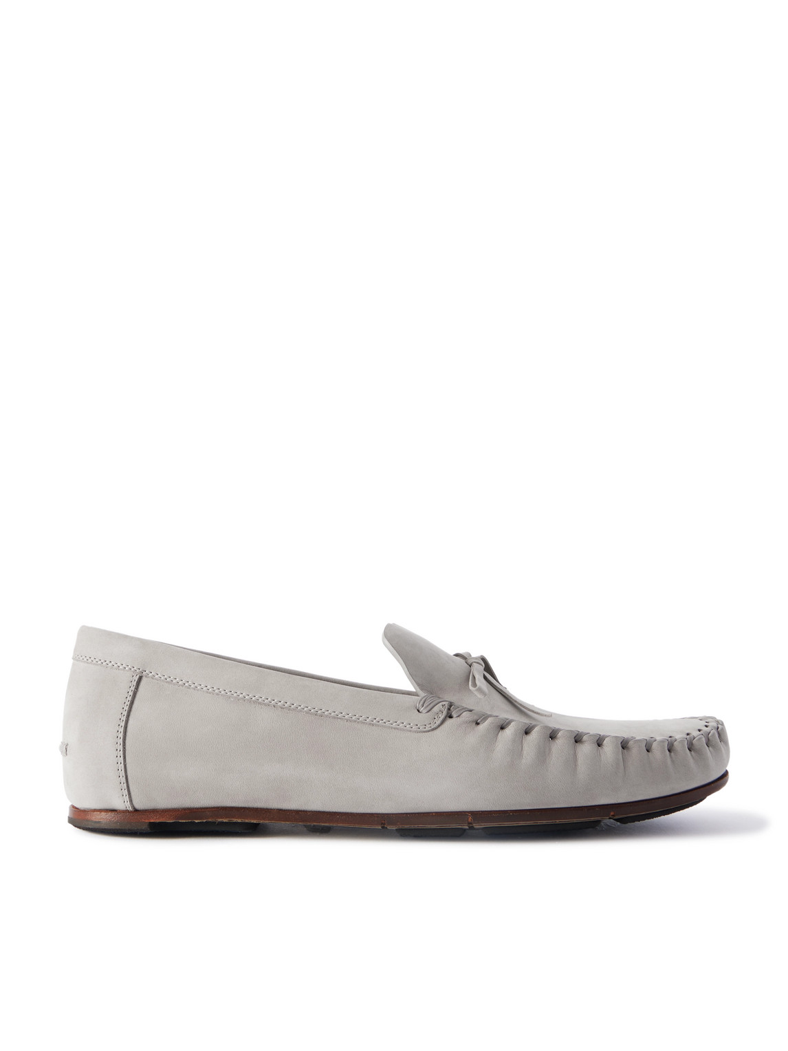 Manolo Blahnik Gargano Tasselled Nubuck Driving Shoes In Gray