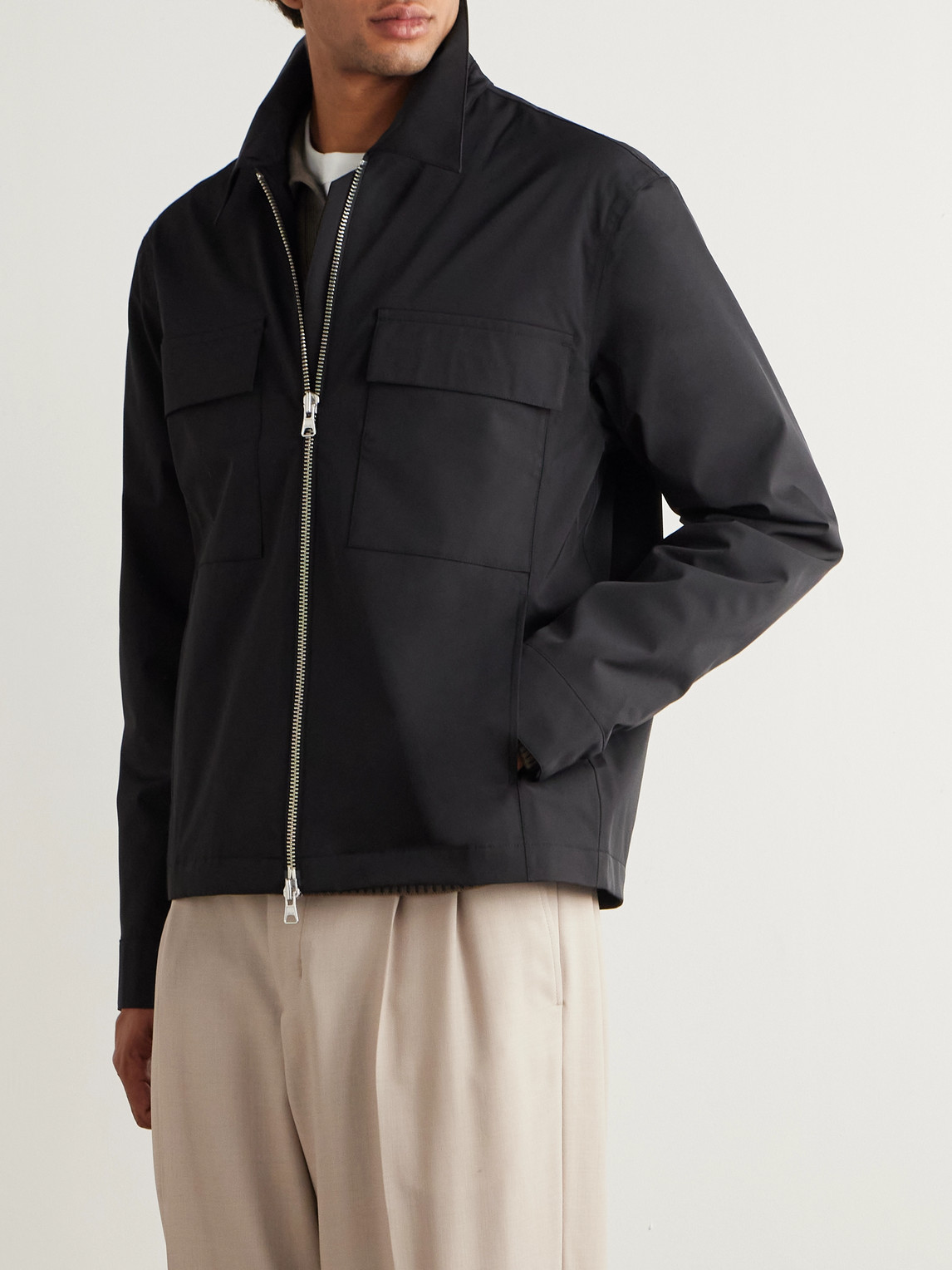 Nn07 Alban 1088 Recycled Grain De Poudre Overshirt In Black