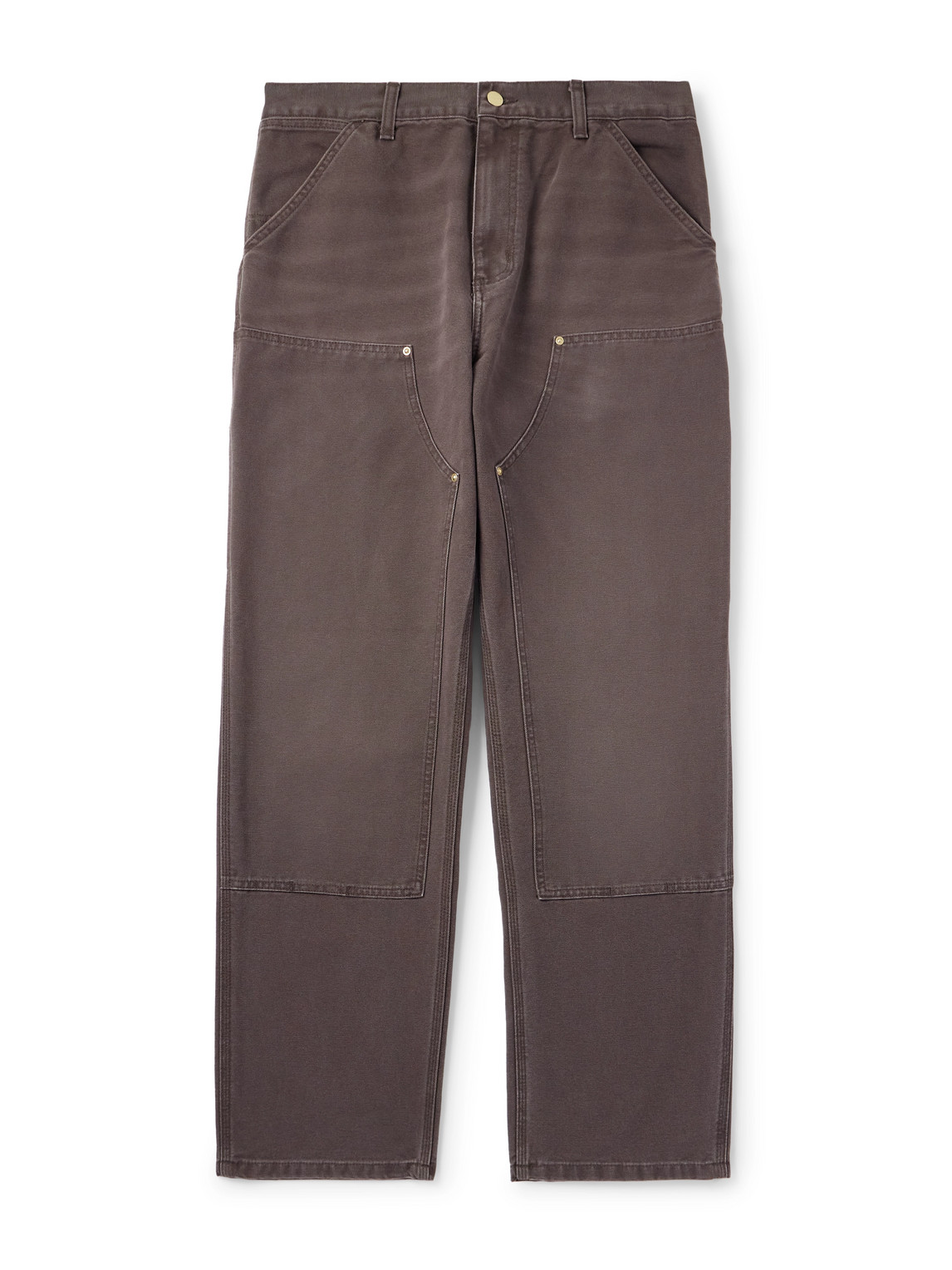 Carhartt Double Knee Wide-leg Organic Cotton-canvas Carpenter Trousers In Brown