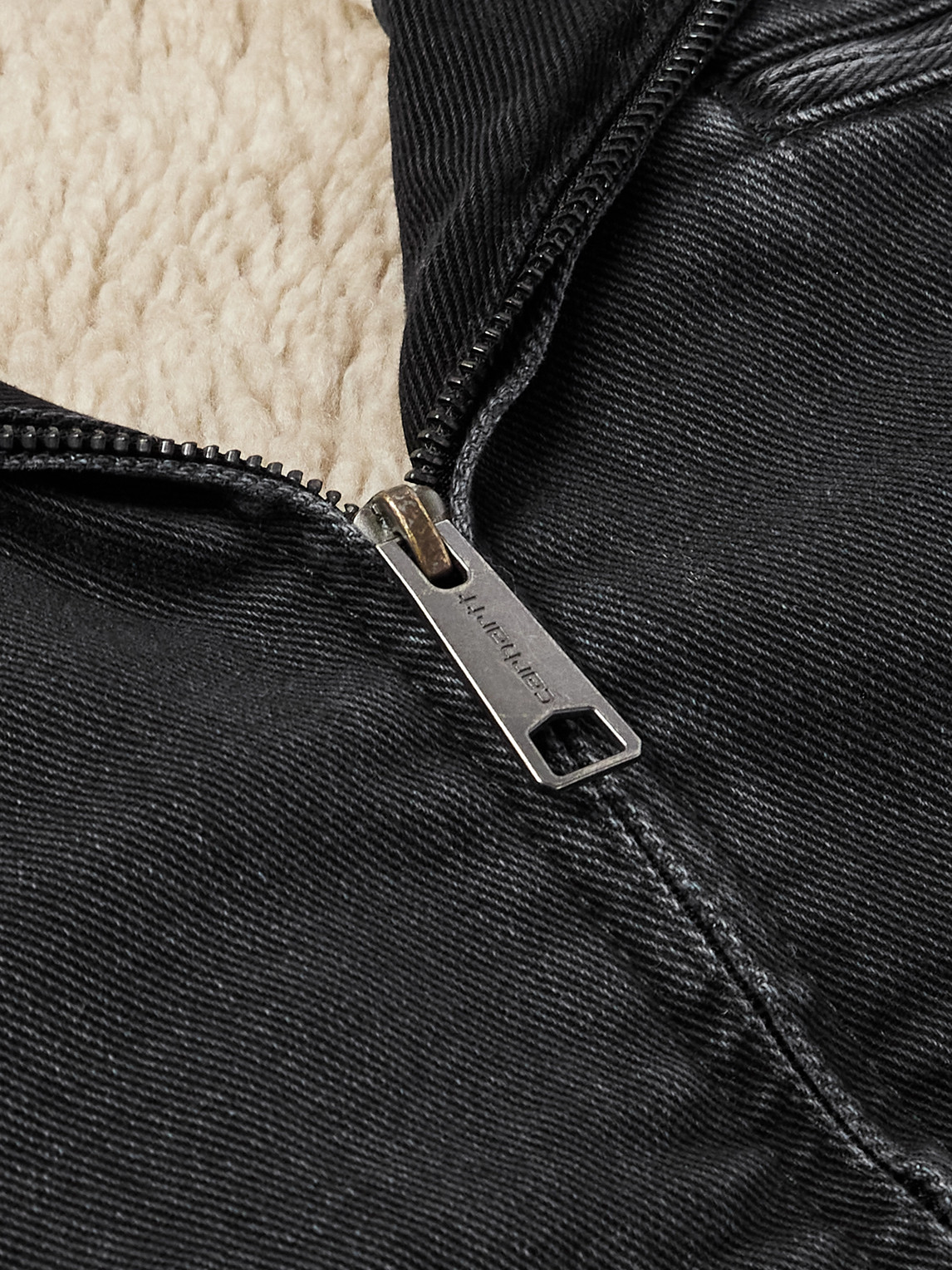 Carhartt Detroit Corduroy-trimmed Organic Cotton-canvas Jacket In Black