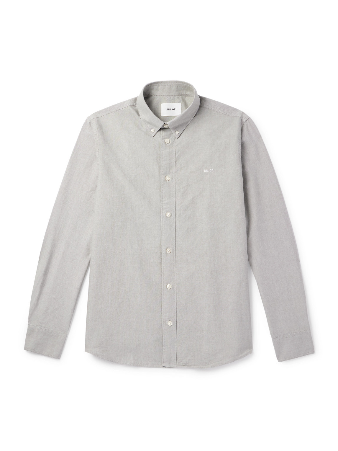Nn07 Colby 5910 Button-down Collar Logo-embroidered Organic Cotton Shirt In Green