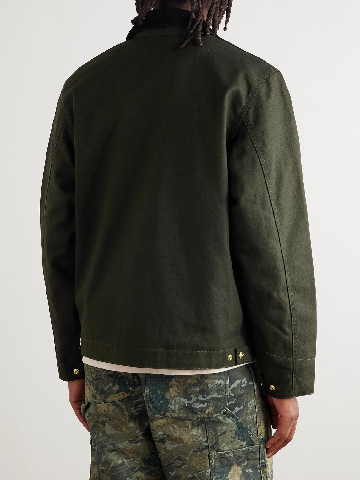 Carhartt Detroit Corduroy-trimmed Organic Cotton-canvas Jacket In Green