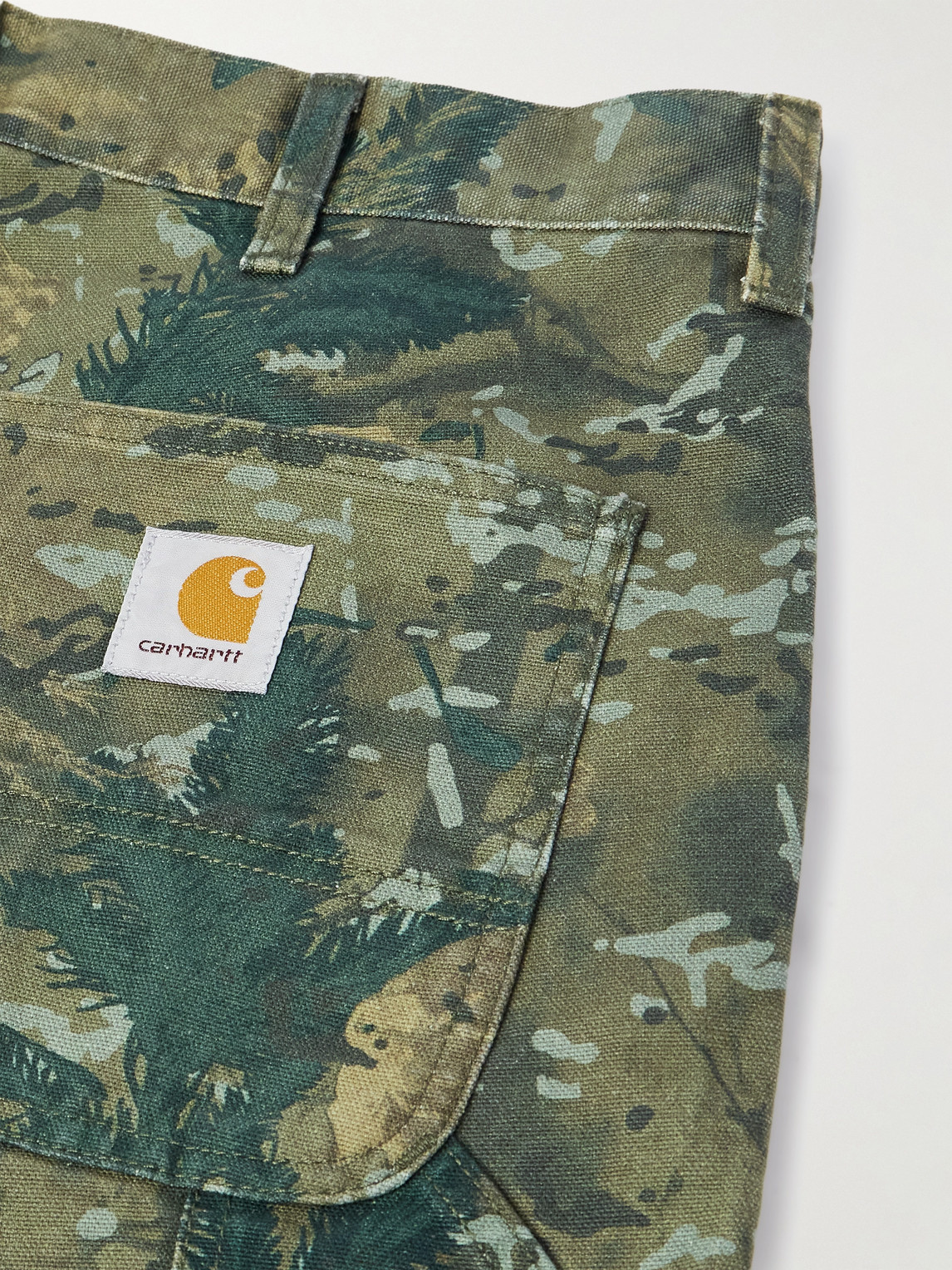 Carhartt Single Knee Straight-leg Camouflage-print Organic Cotton-canvas Trousers In Multi