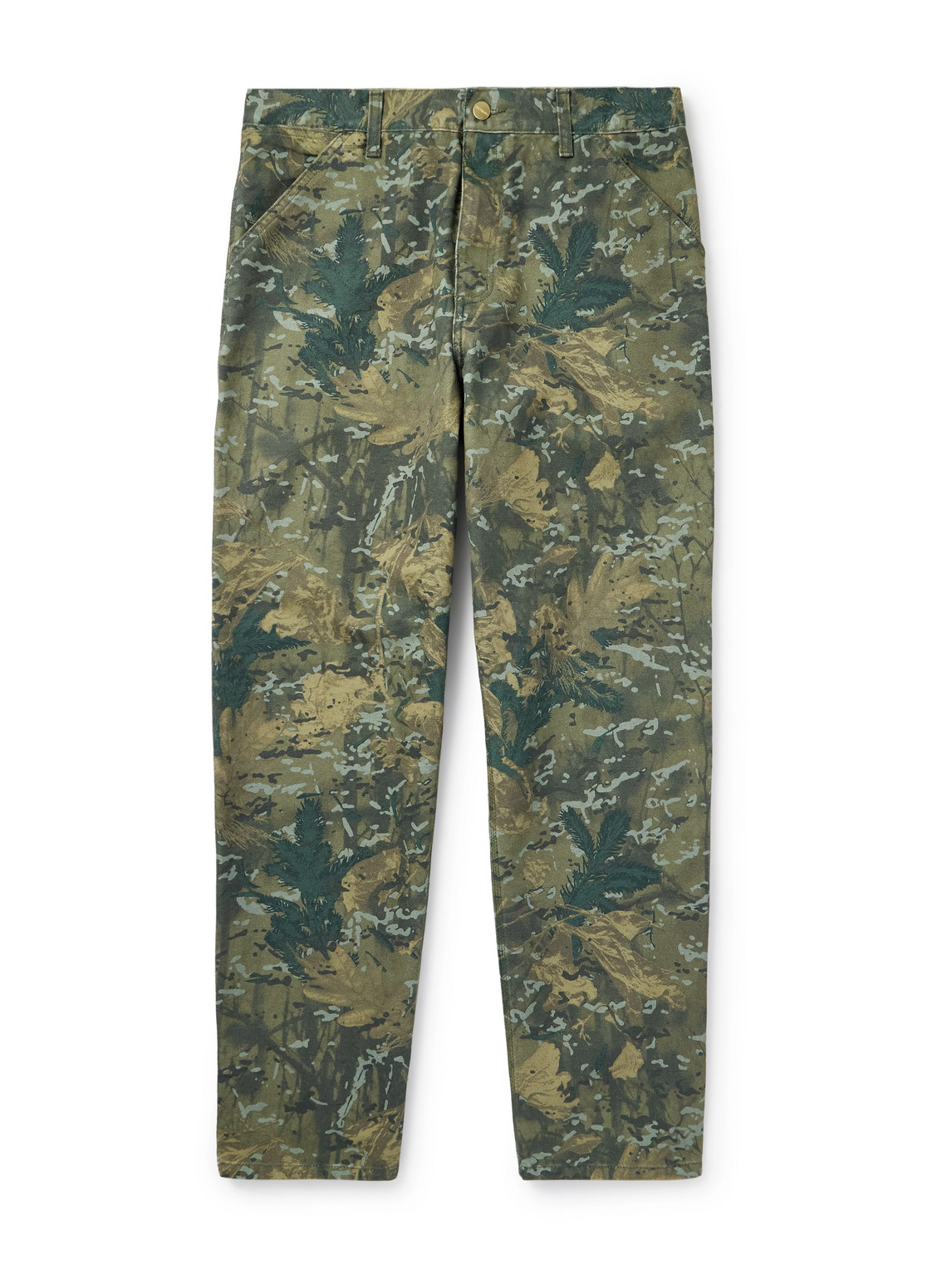 Carhartt Single Knee Straight-leg Camouflage-print Organic Cotton-canvas Trousers In Multi