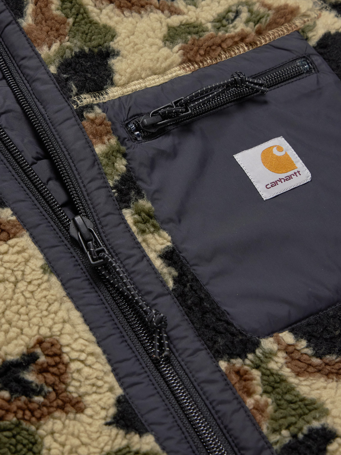 Carhartt Prentis Shell-trimmed Camouflage-print Fleece Jacket In Multi