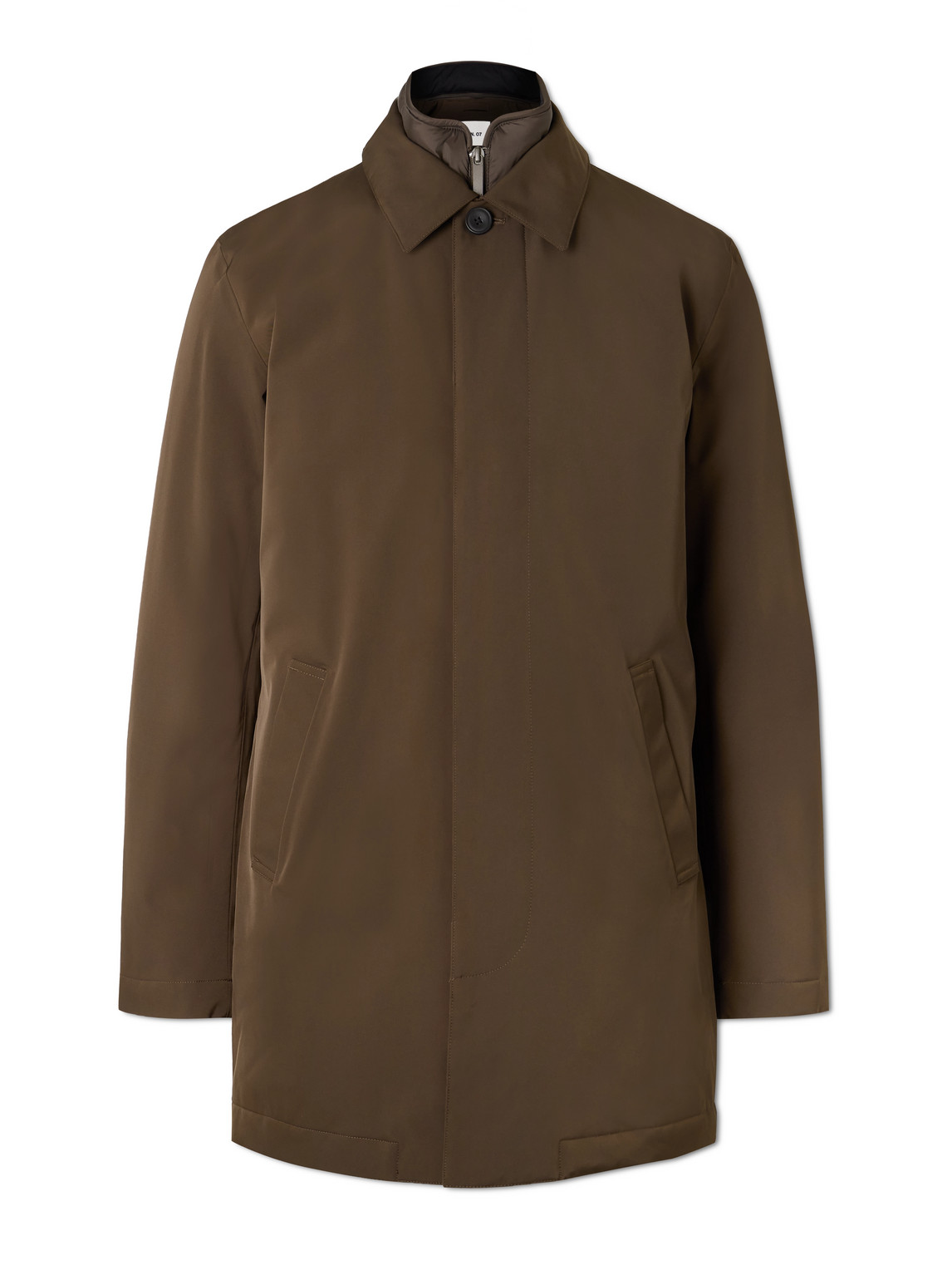 Nn07 Blake 8240 Coated-twill Trench Coat In Brown