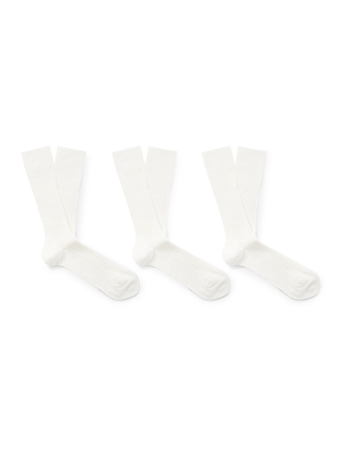 Nn07 Three-pack Ribbed Cotton-blend Socks In White
