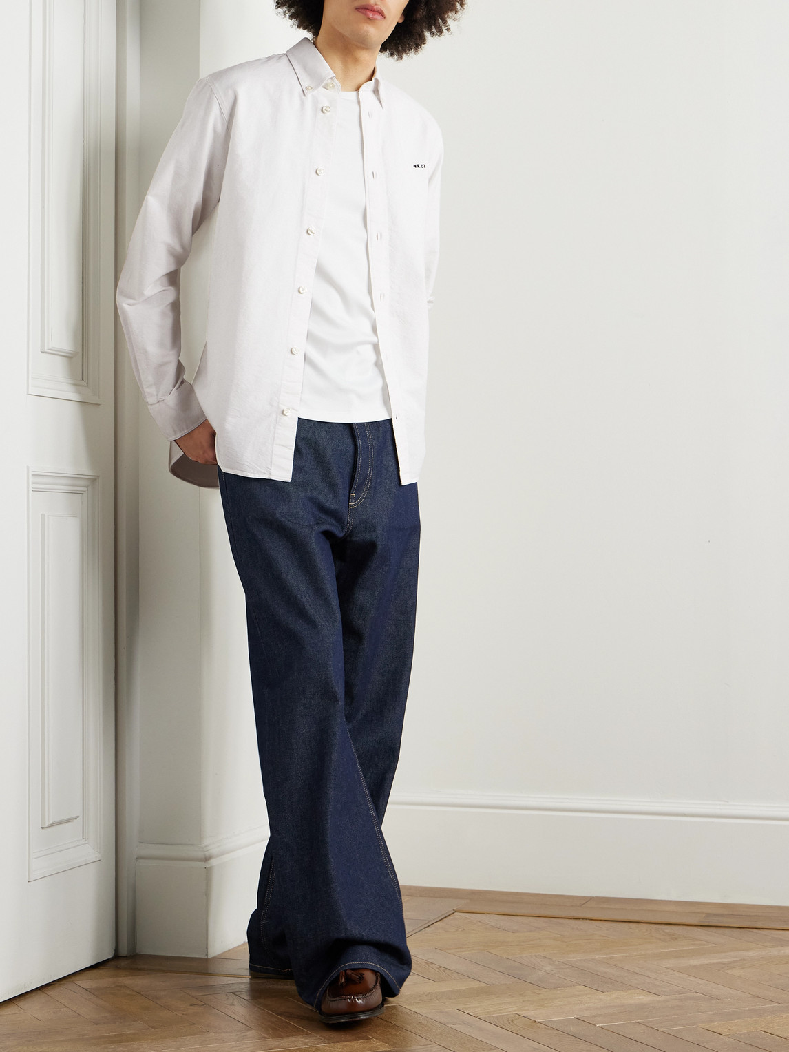 Colby 5910 Button-Down Collar Logo-Embroidered Organic Cotton Shirt