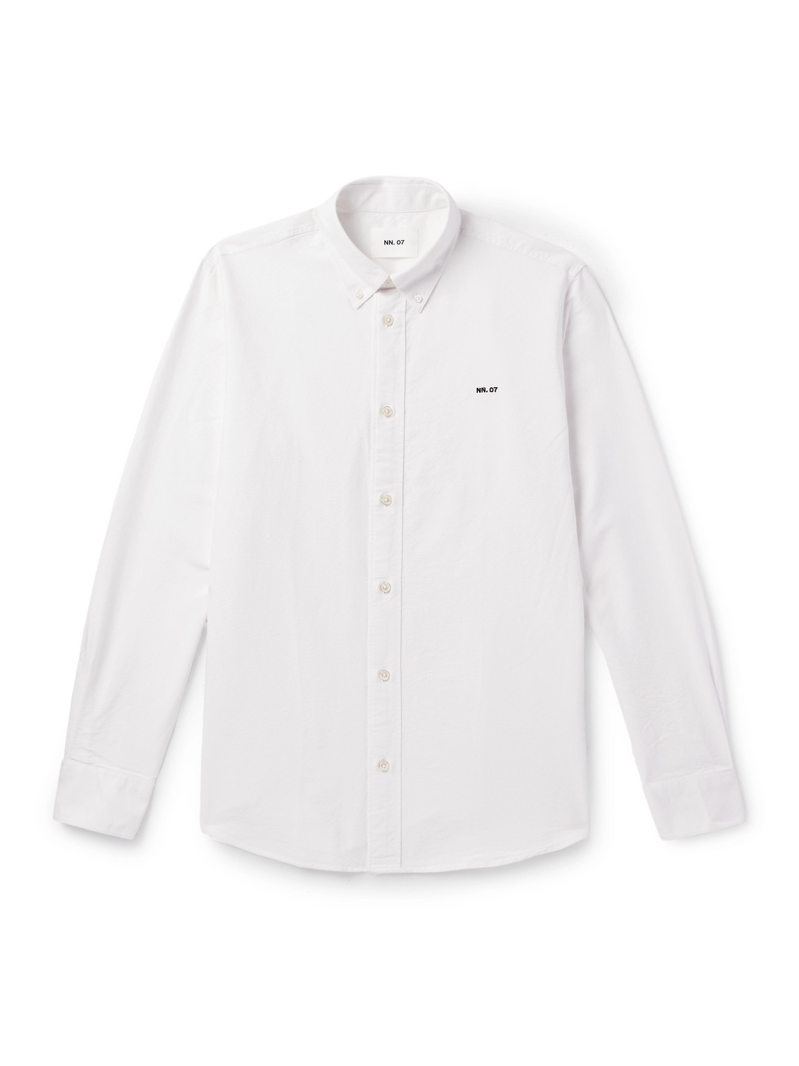 Nn07 Colby 5910 Button-down Collar Logo-embroidered Organic Cotton Shirt In White