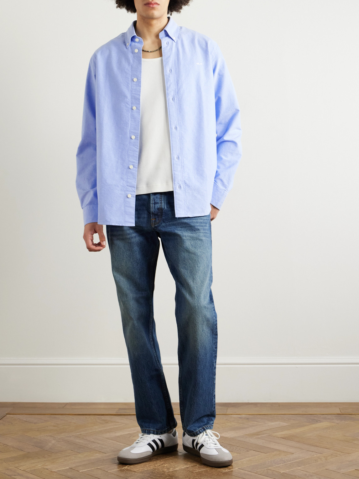 Colby 5910 Button-Down Collar Logo-Embroidered Organic Cotton Shirt