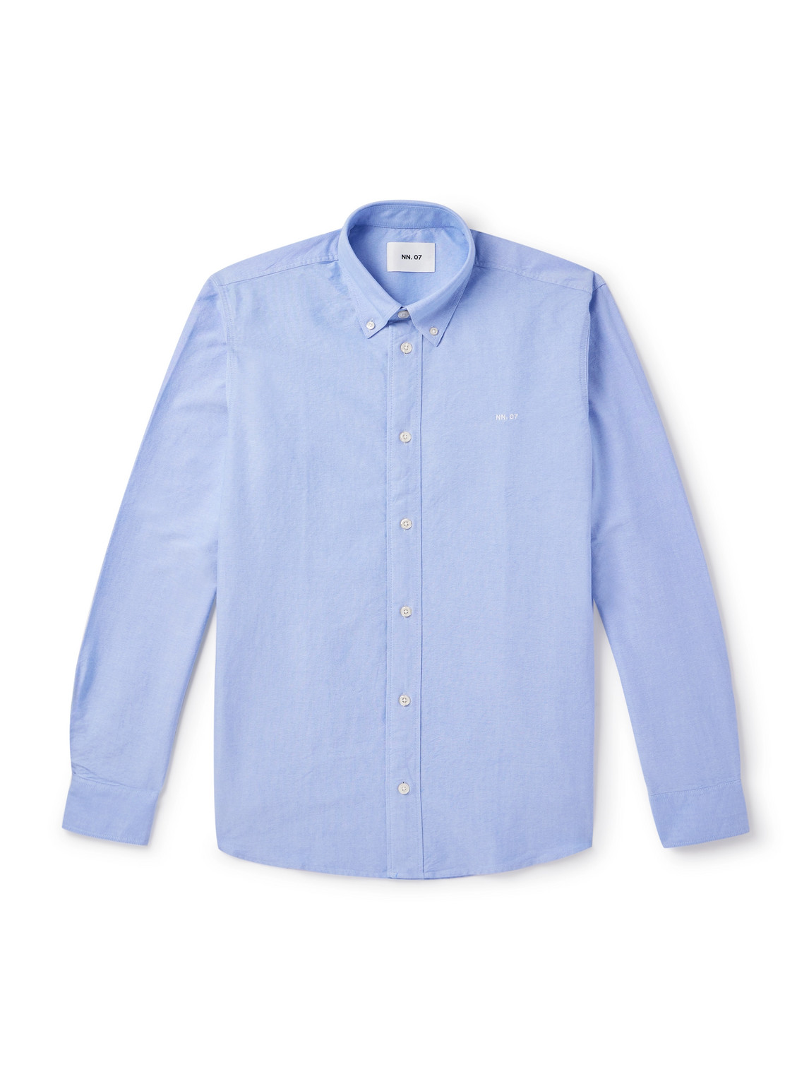 Nn07 Colby 5910 Button-down Collar Logo-embroidered Organic Cotton Shirt In Blue
