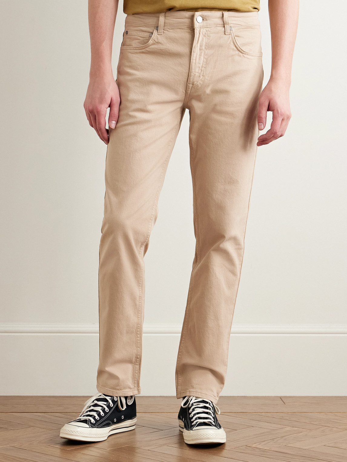  Nn07 - Tony 1923 Slim-fit Garment-dyed Organic Cotton-blend Twill Trousers - Men - Neutrals - Uk/us 28 