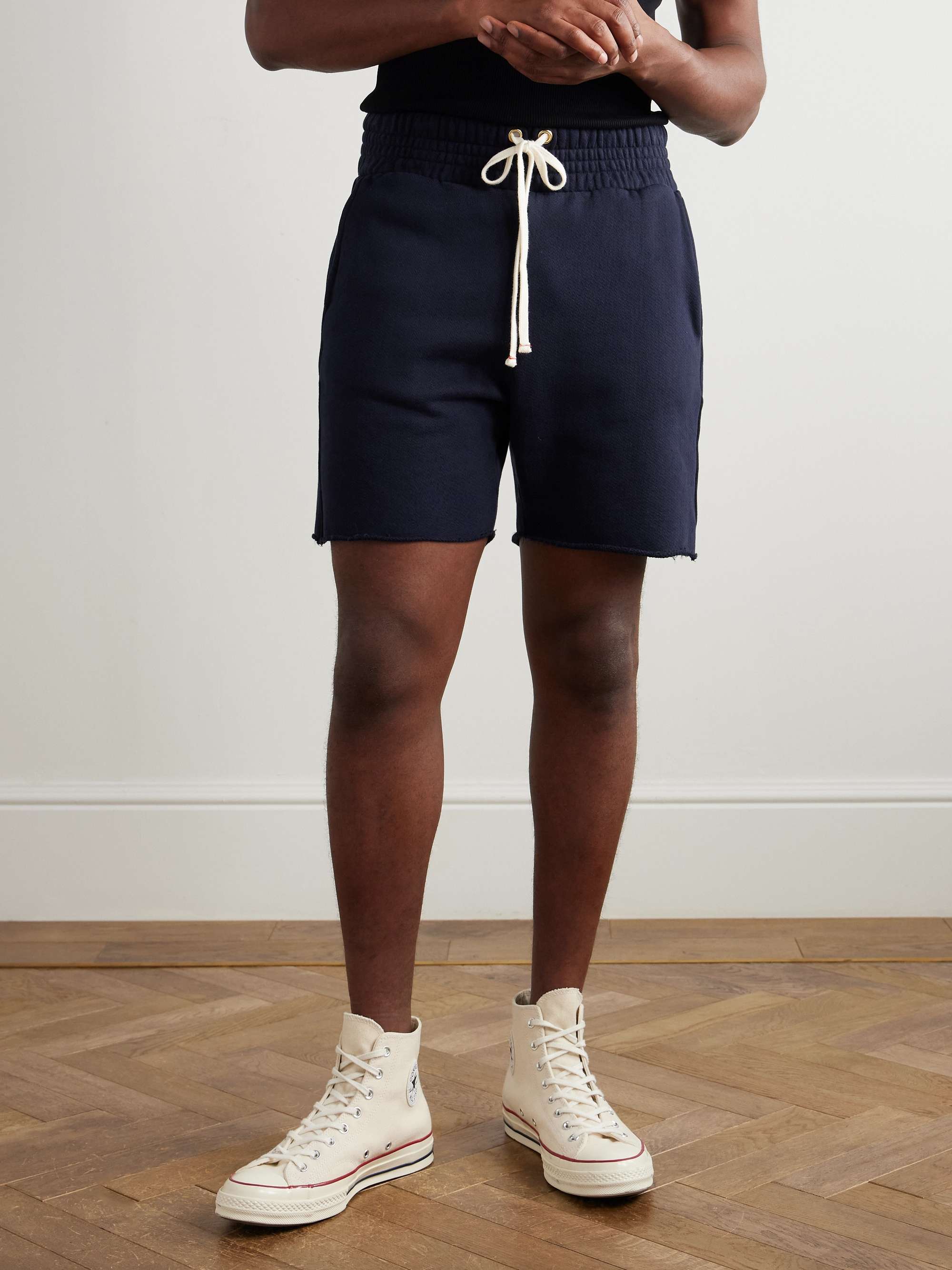 LES TIEN Garment-Dyed Fleece-Back Cotton-Jersey Drawstring Shorts