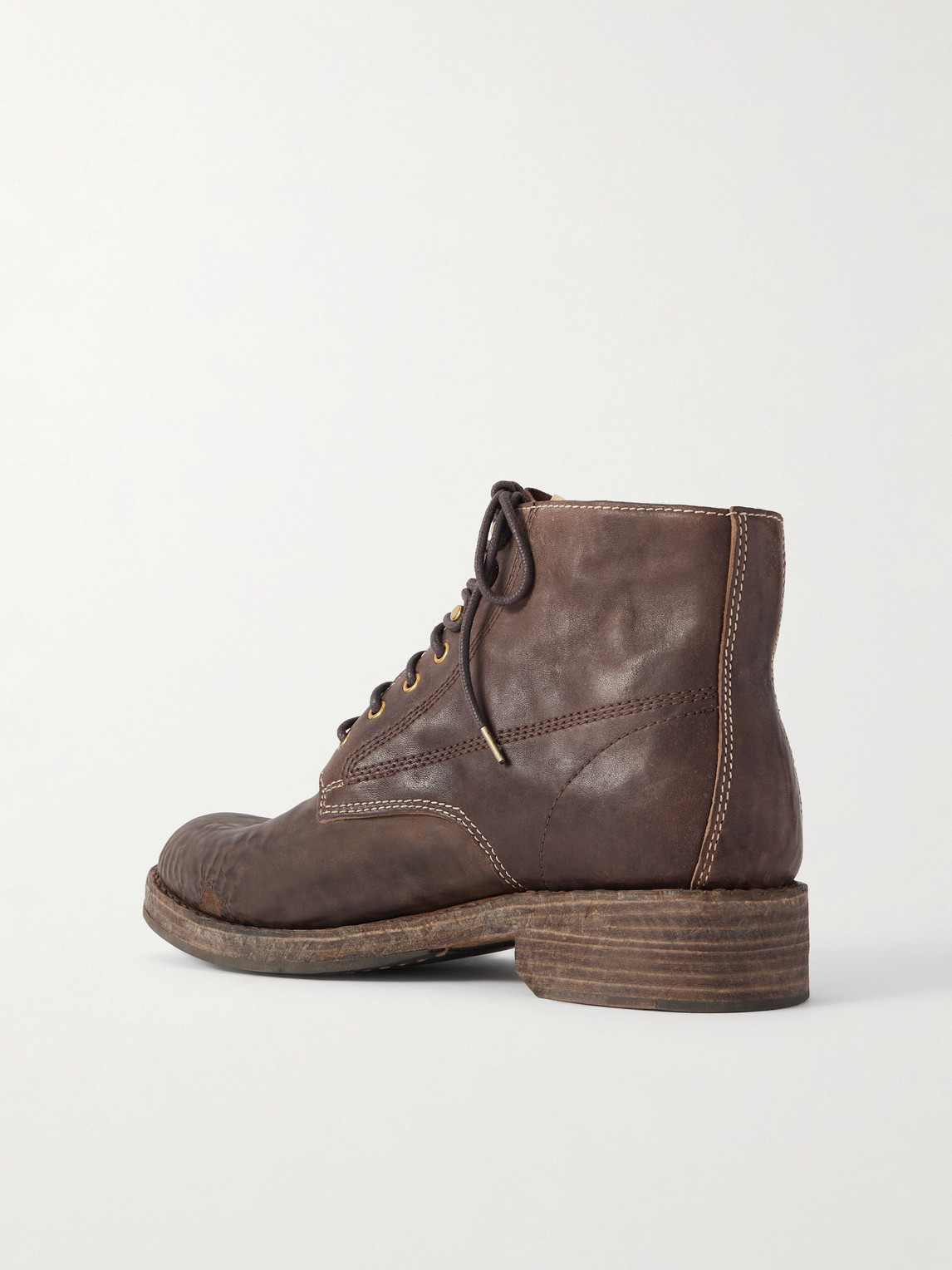Visvim Virgil Distressed Leather Lace-up Boots In Multi