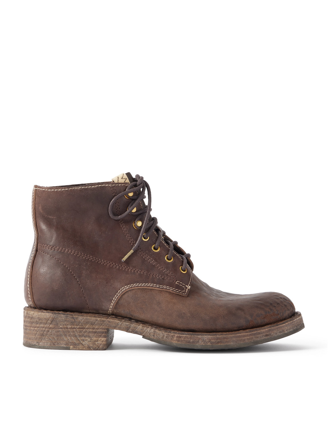 Visvim Virgil Distressed Leather Lace-up Boots In Multi