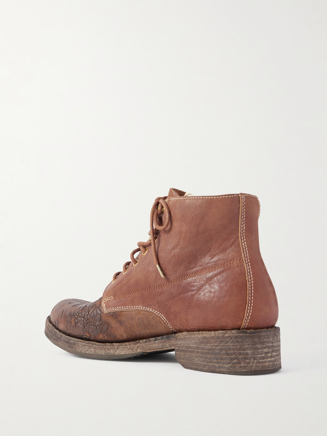  Visvim - Virgil Distressed Leather Lace-up Boots - Men - Brown - Us 9 