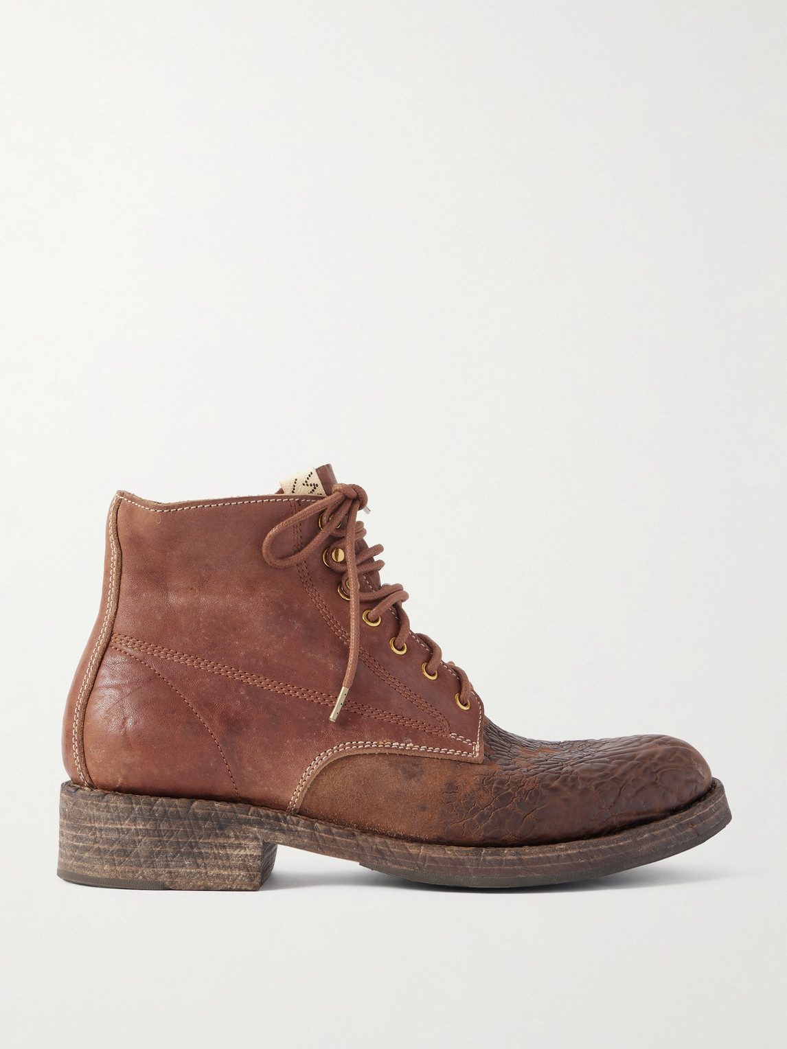 Visvim Virgil Distressed Leather Lace-Up Boots US 10.5