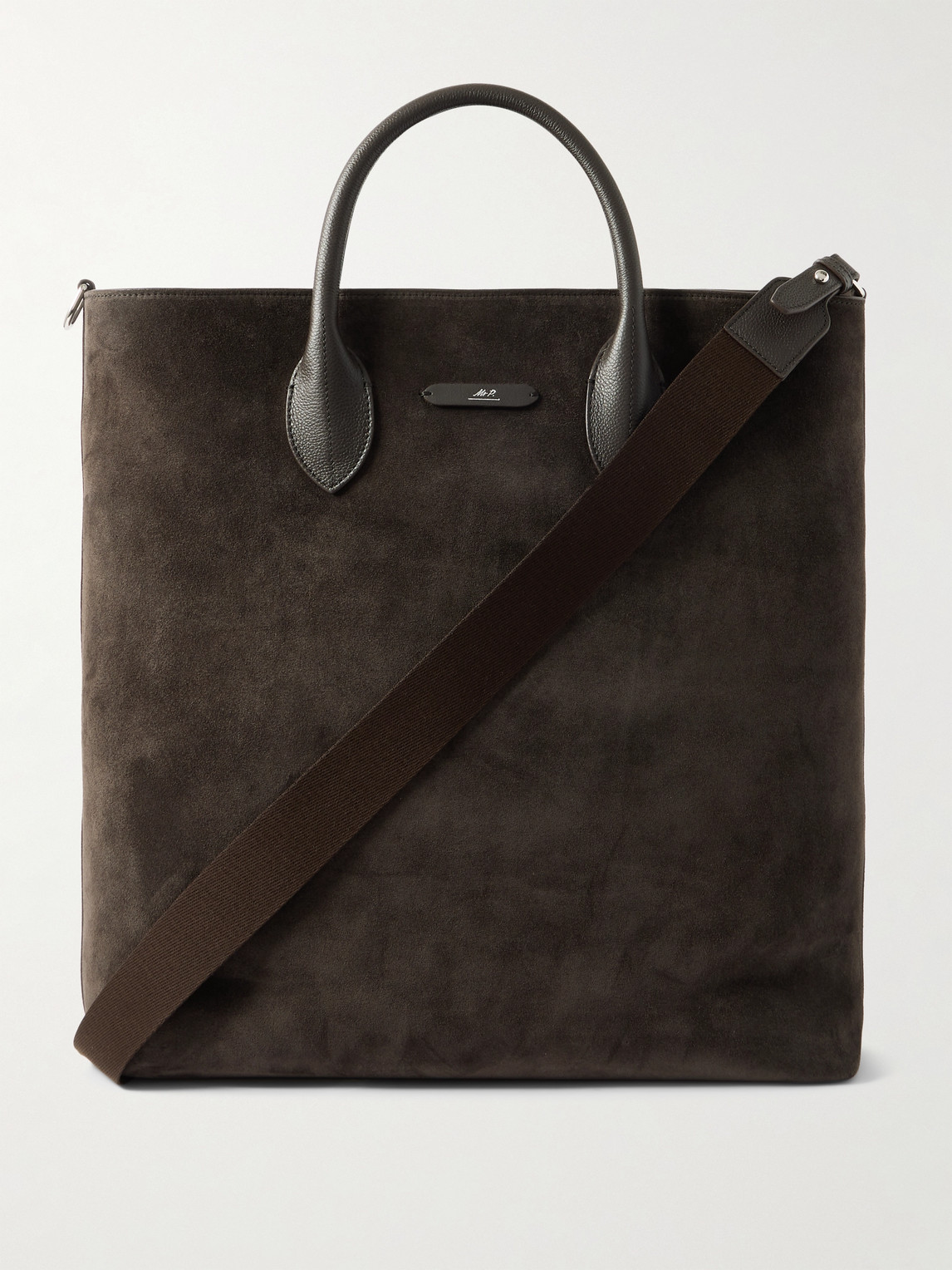 MR P. Full Grain Leather-Trimmed Suede Tote - Men