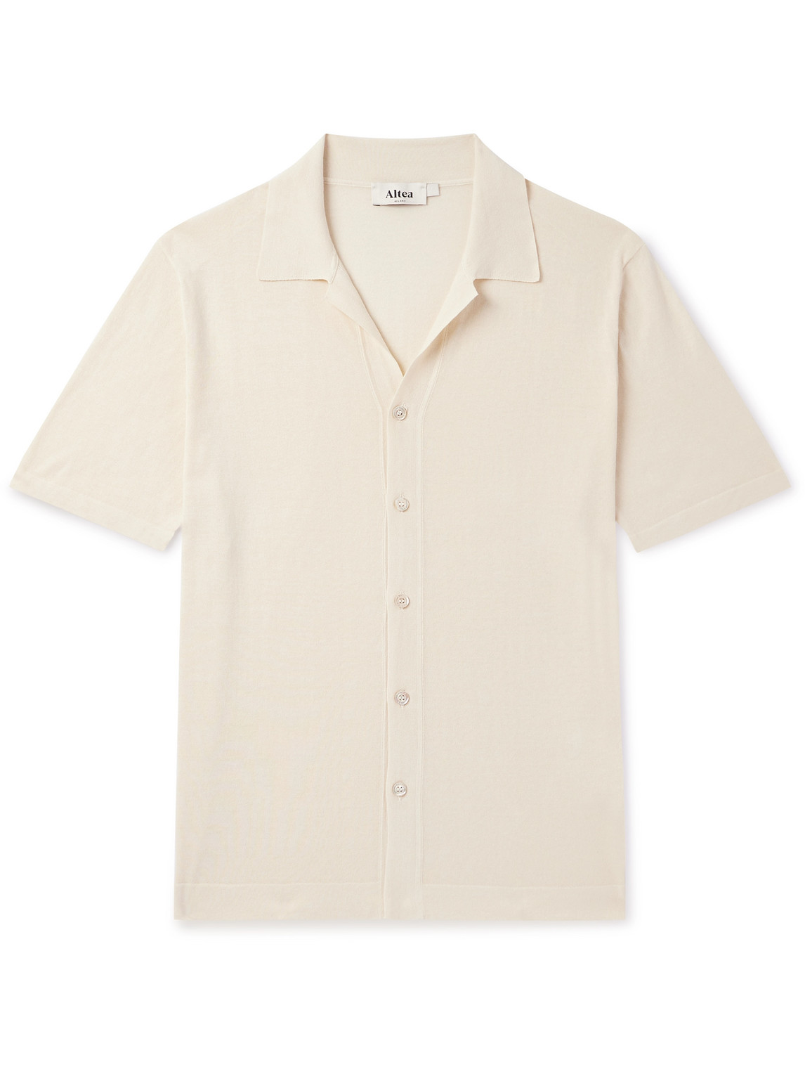 Altea Camp-collar Cotton Shirt In Neutral