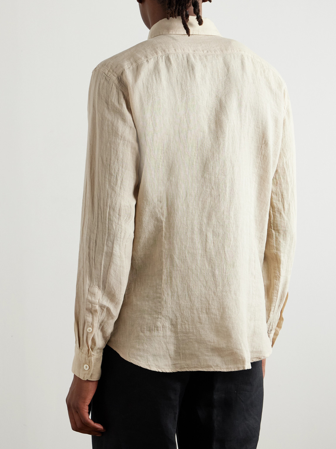 Altea Mercer Slim-fit Garment-dyed Linen Shirt In Neutrals