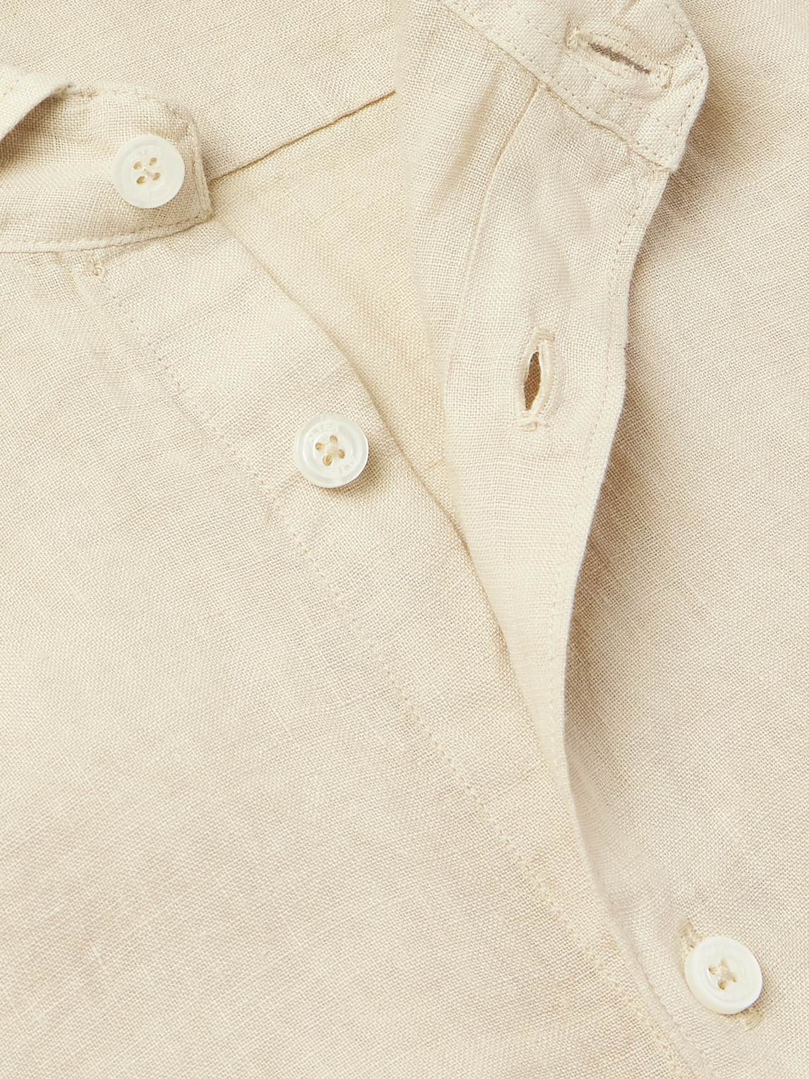 Altea Mercer Slim-fit Garment-dyed Linen Shirt In Neutrals