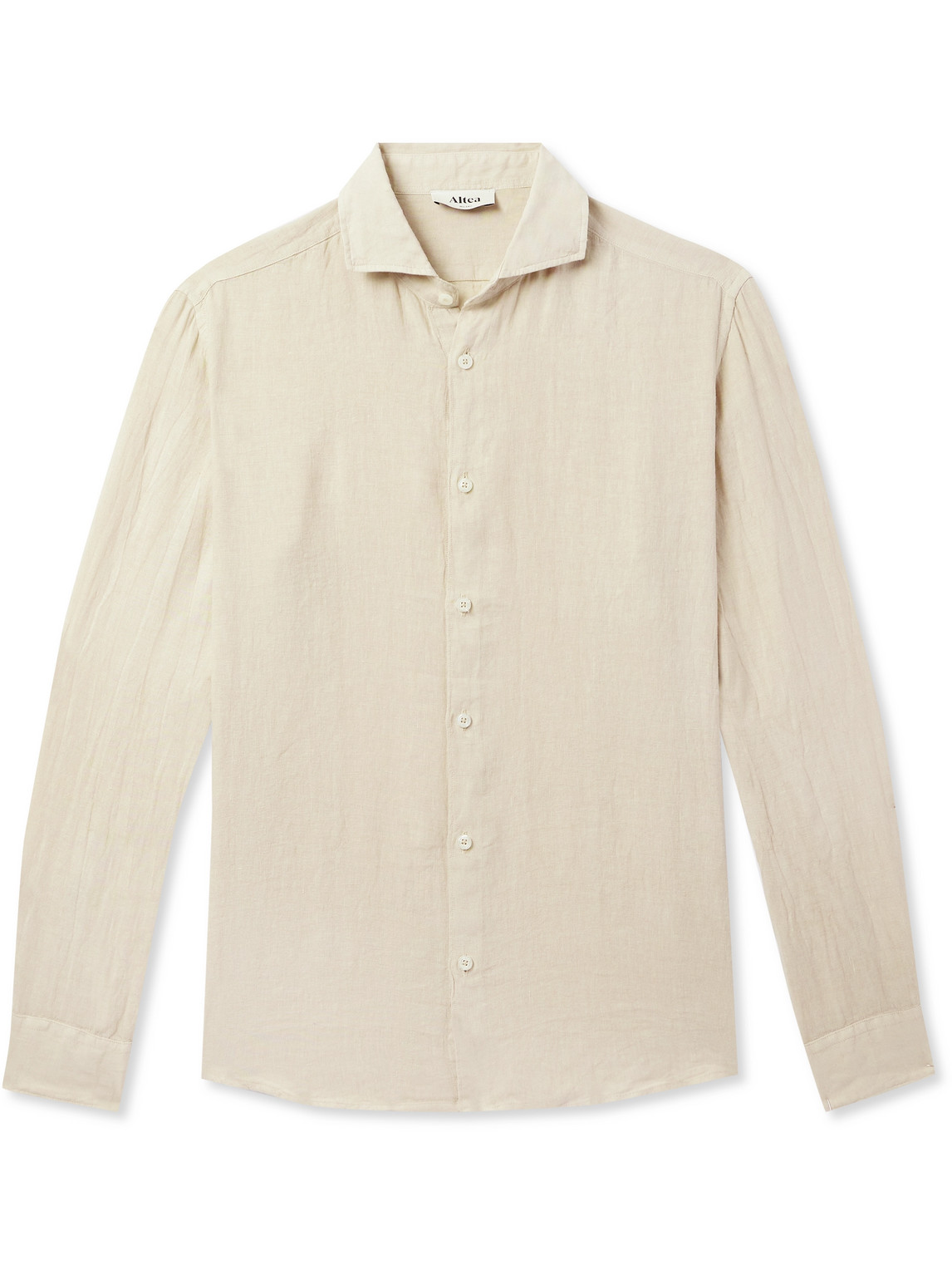 Altea Mercer Slim-fit Garment-dyed Linen Shirt In Neutrals