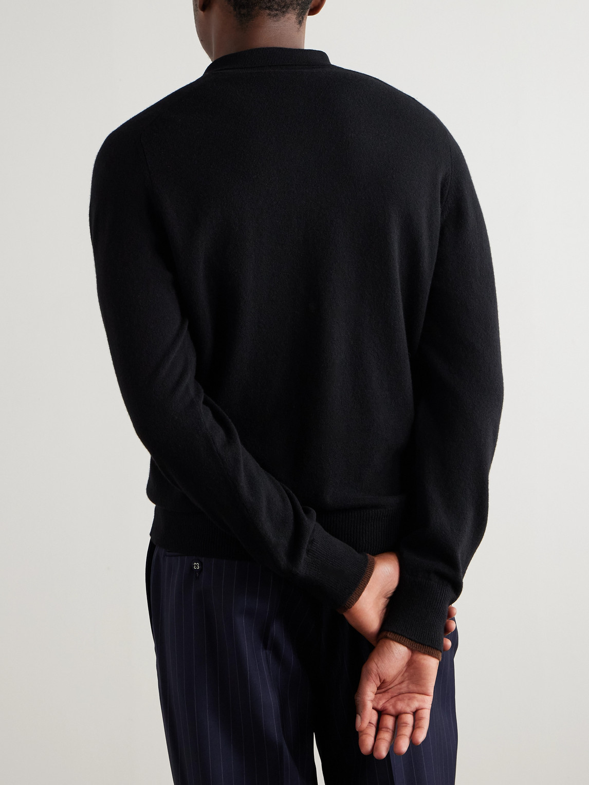 Altea Wool And Cashmere-blend Polo Shirt In Black