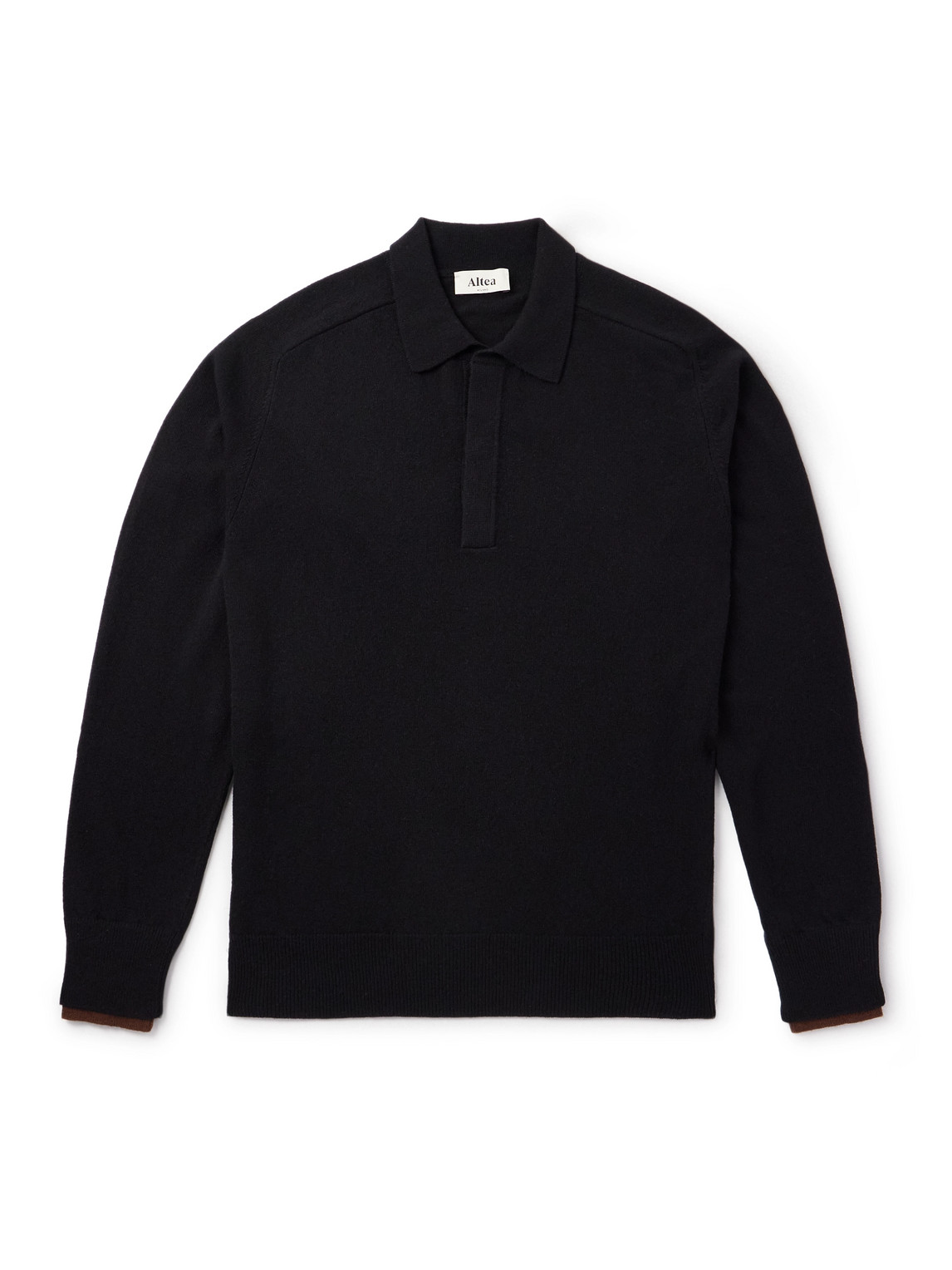 Altea Wool And Cashmere-blend Polo Shirt In Black
