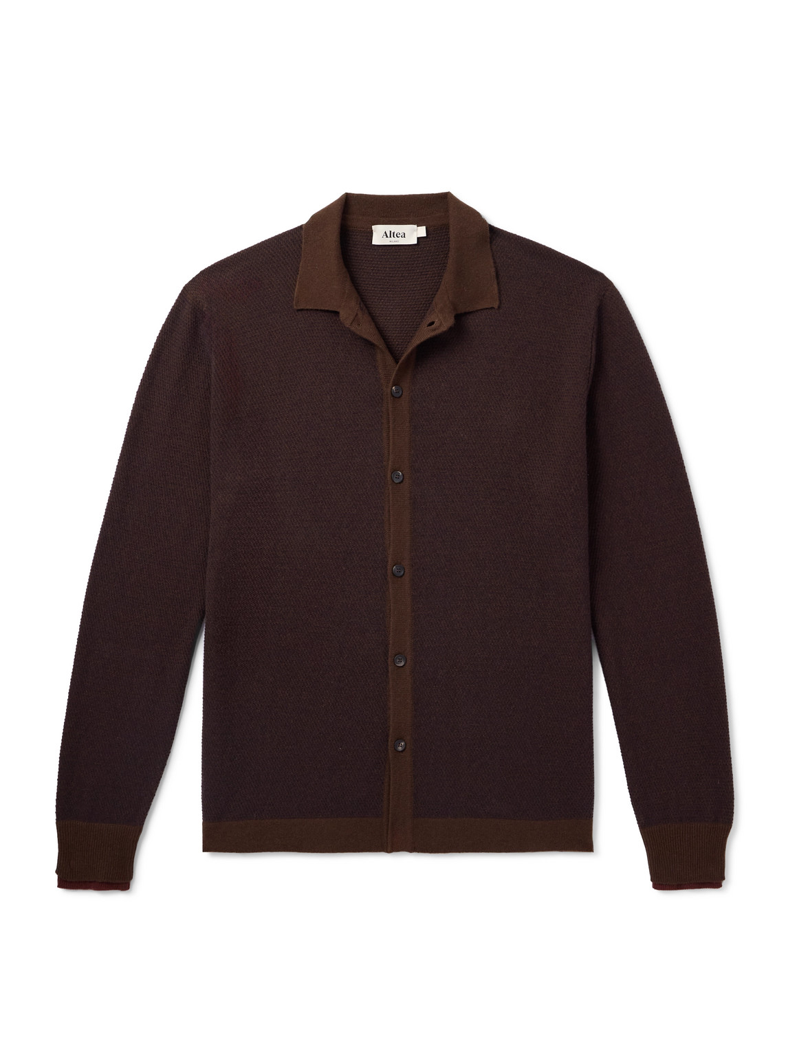 Altea Slim-fit Wool And Cashmere-blend Shirt In Brown