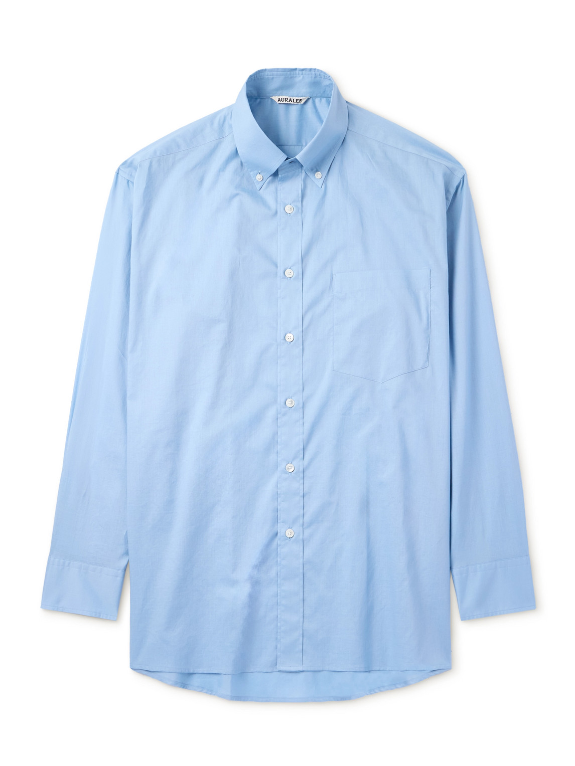 Auralee Oversized Button-down Collar Cotton Shirt In Blue