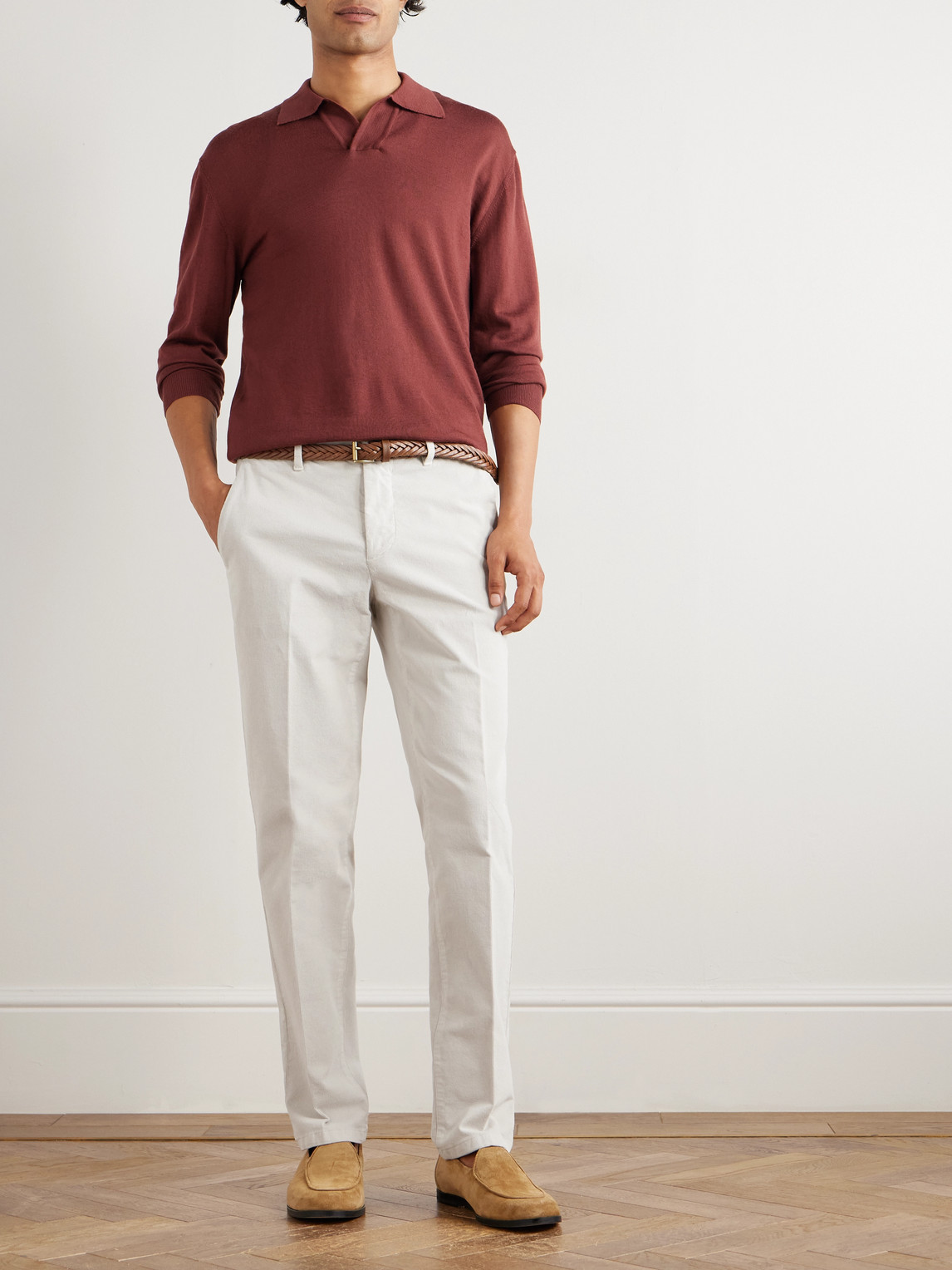Altea Tapered Cotton-blend Trousers In White