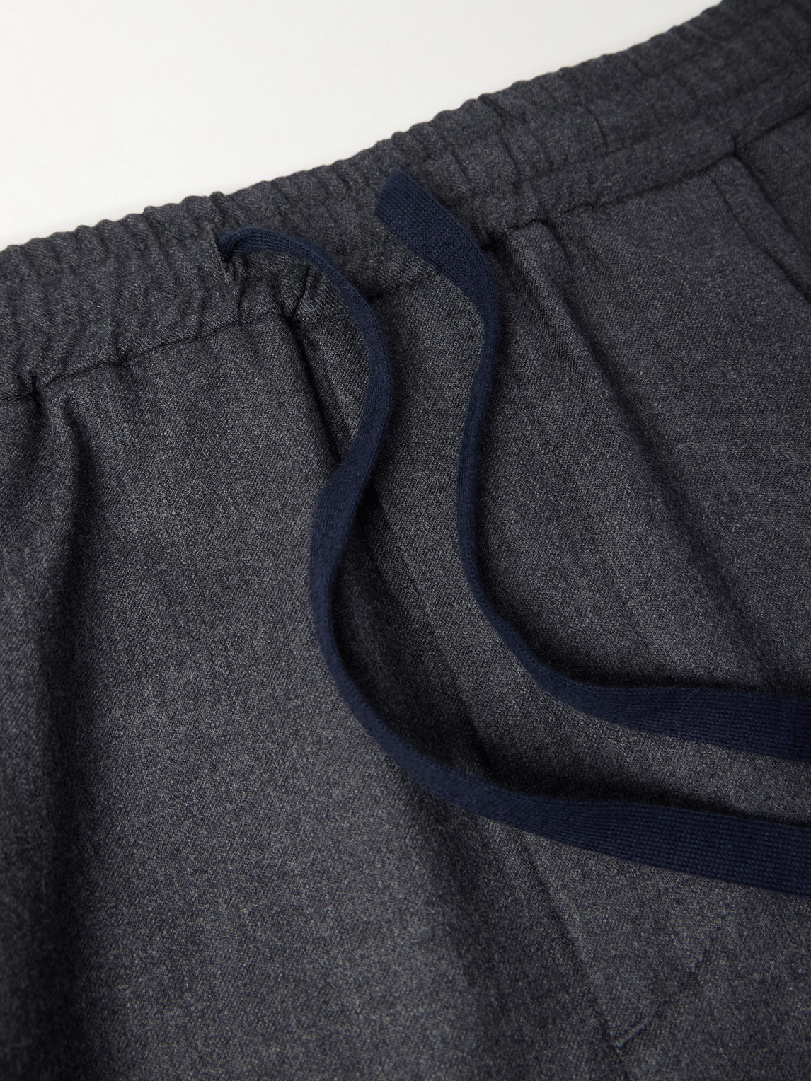 Altea Jared Straight-leg Pleated Wool-blend Flannel Drawstring Trousers In Gray