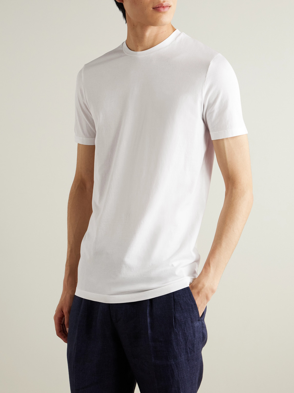 Altea Lewis Slim-fit Stretch-cotton Jersey T-shirt In White